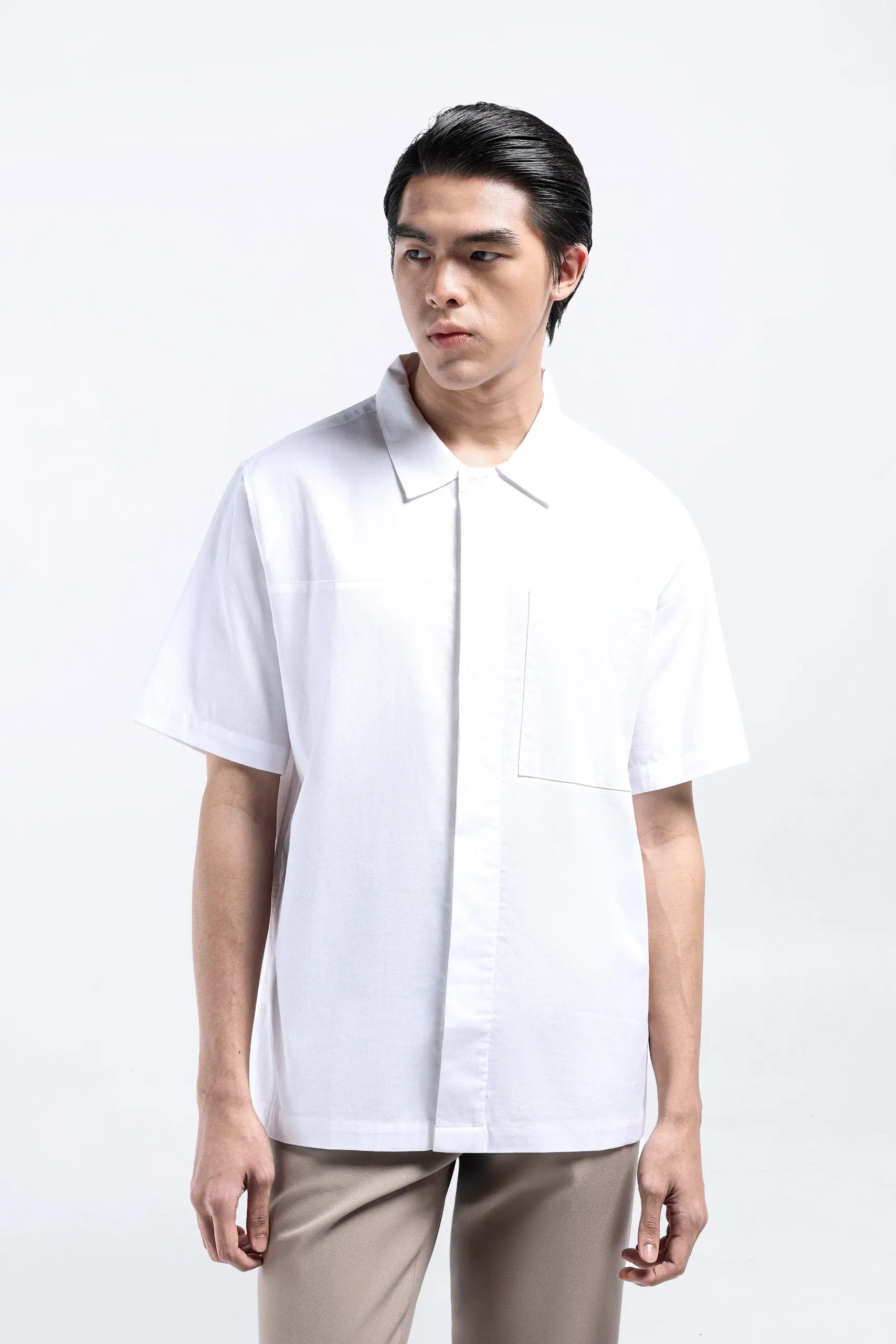 Dadvar Linen Shirt Short Sleeve White