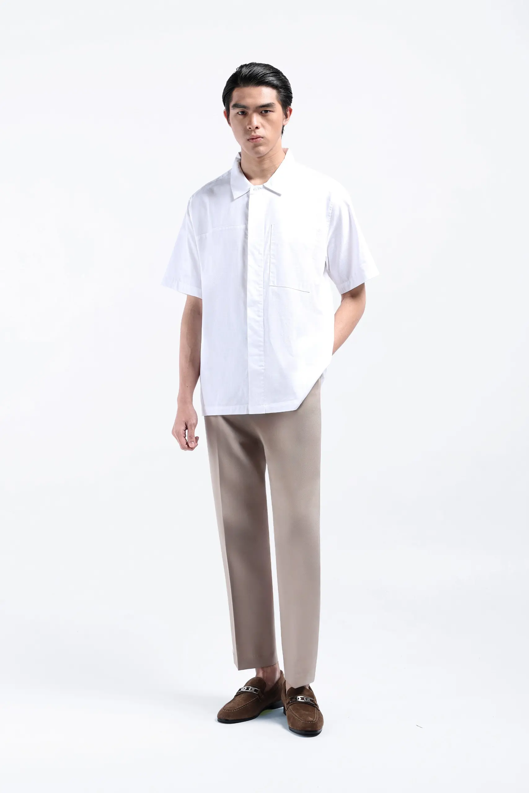 Dadvar Linen Shirt Short Sleeve White