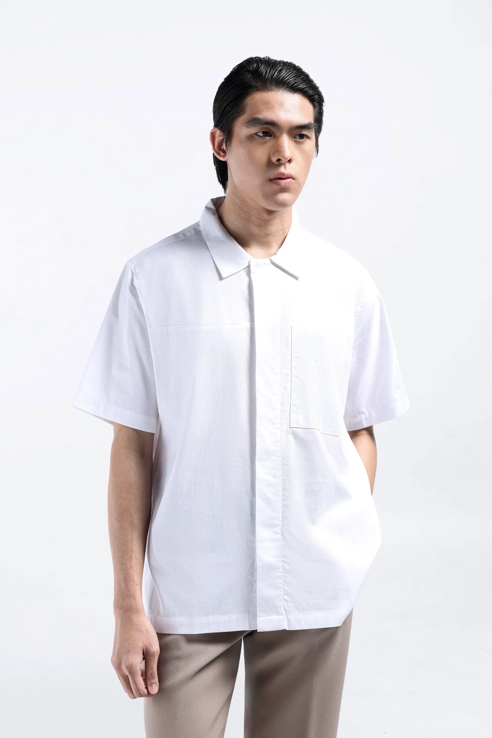 Dadvar Linen Shirt Short Sleeve White