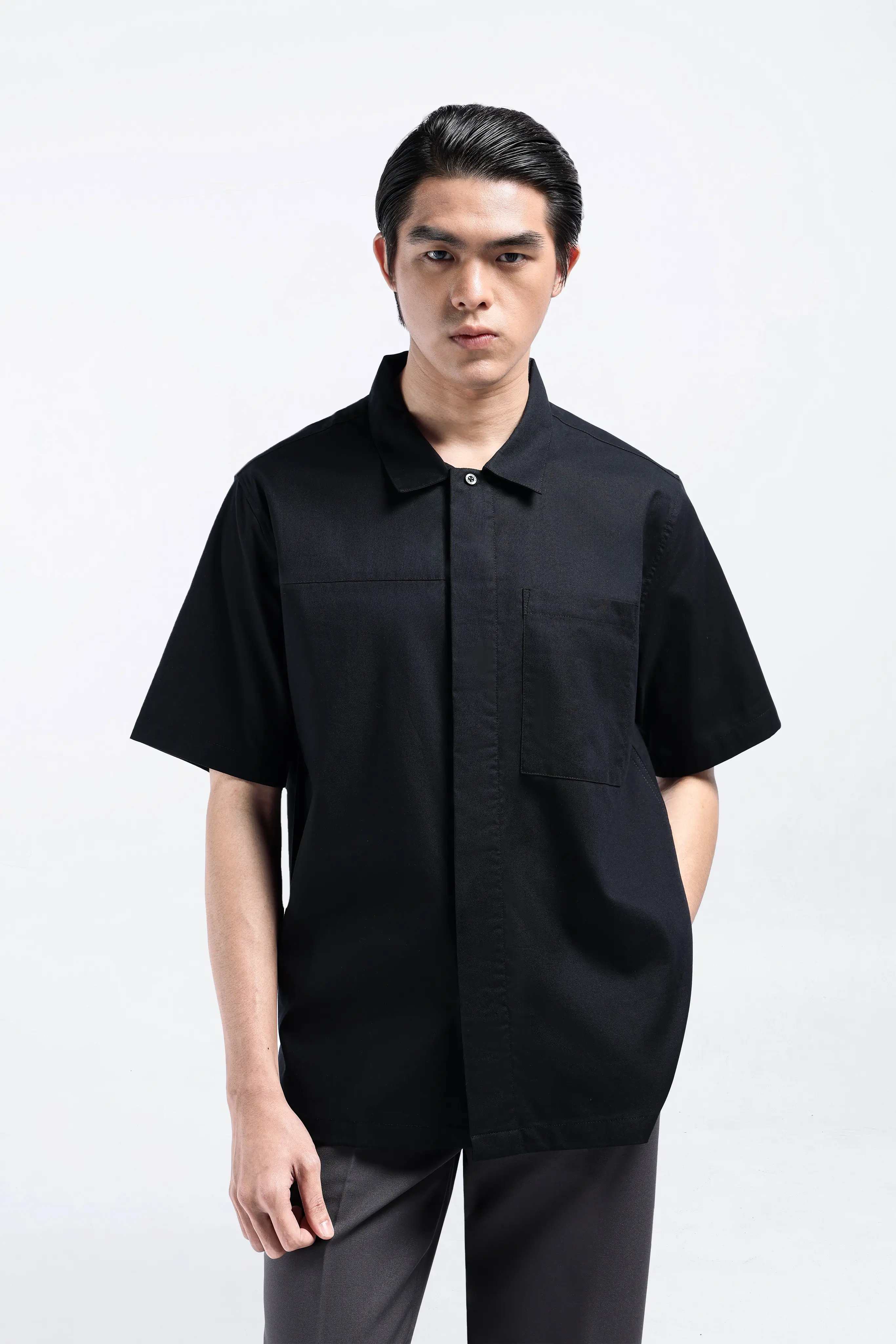 Dadvar Linen Shirt Short Sleeve Black