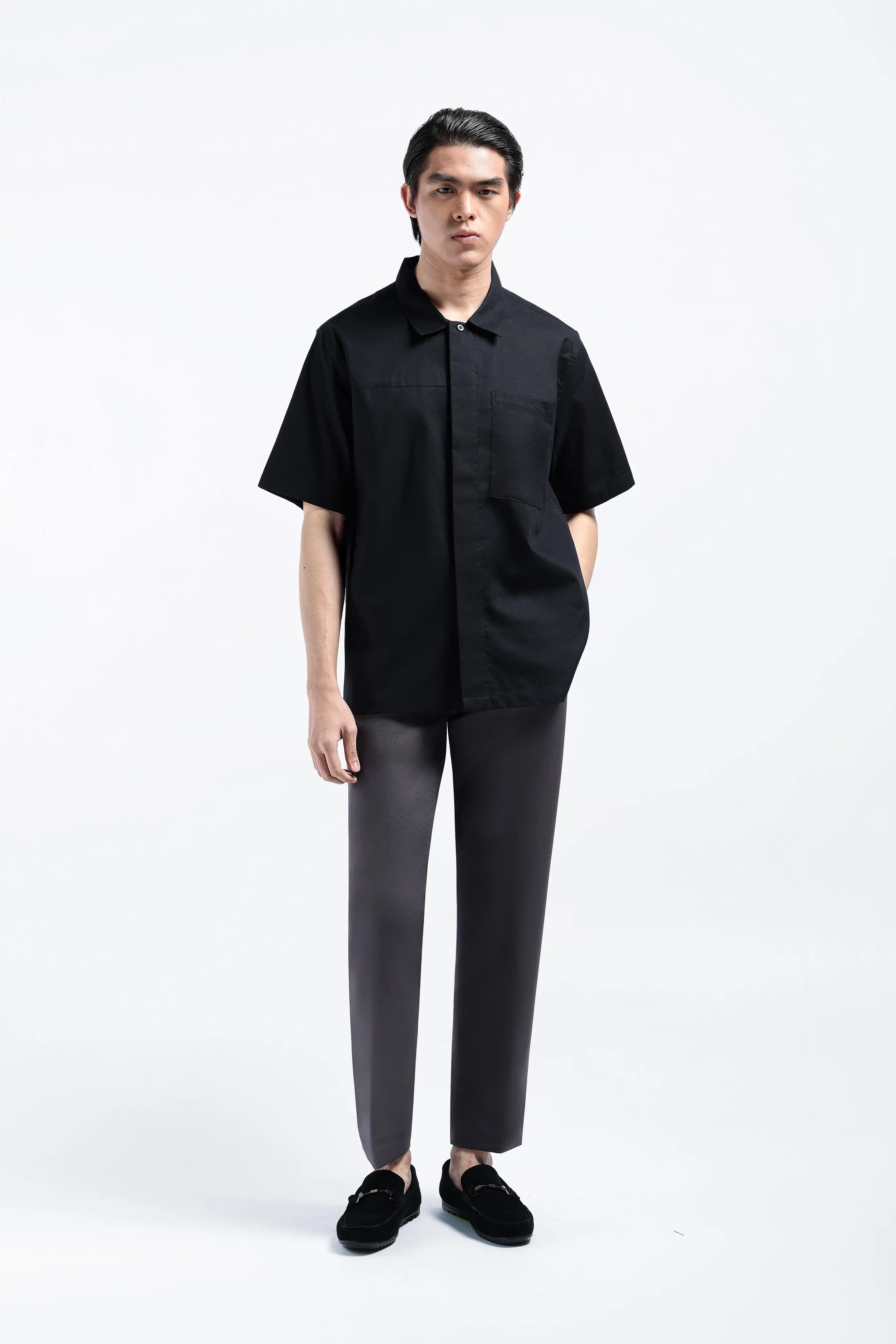 Dadvar Linen Shirt Short Sleeve Black
