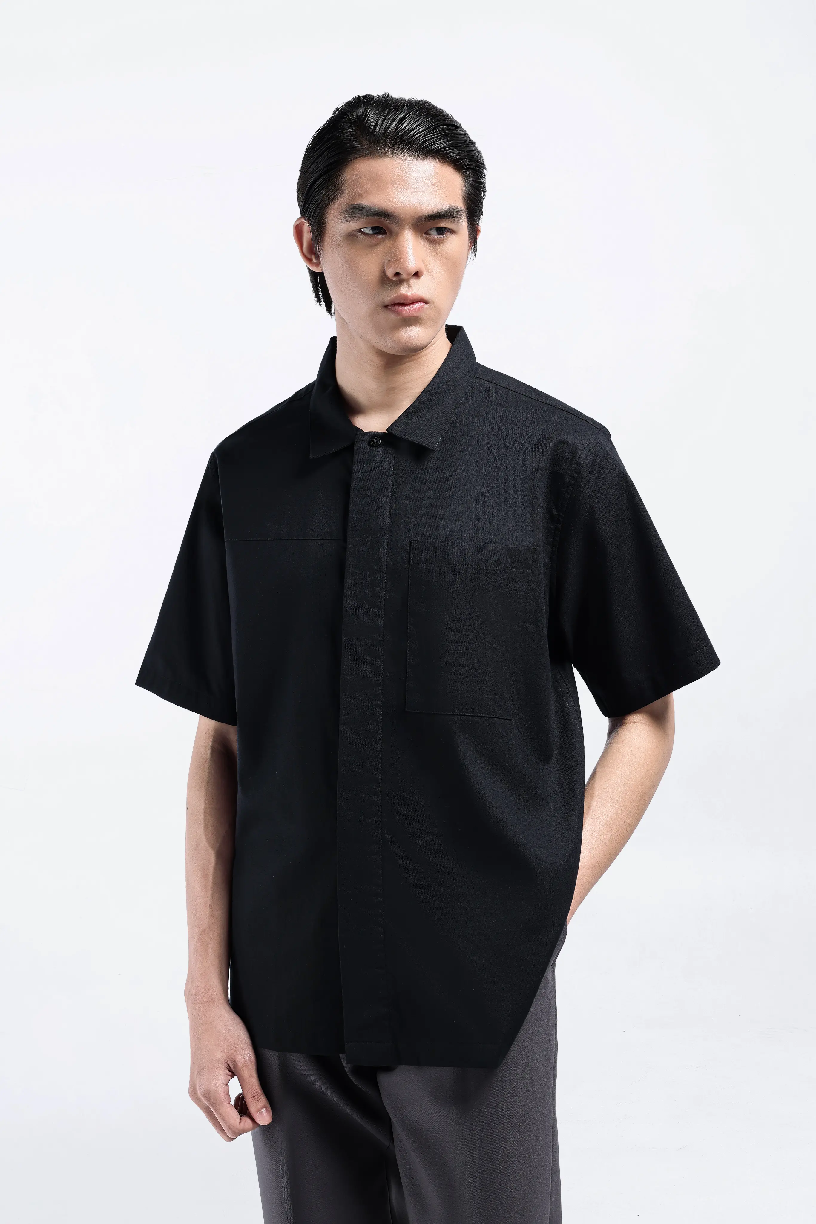 Dadvar Linen Shirt Short Sleeve Black