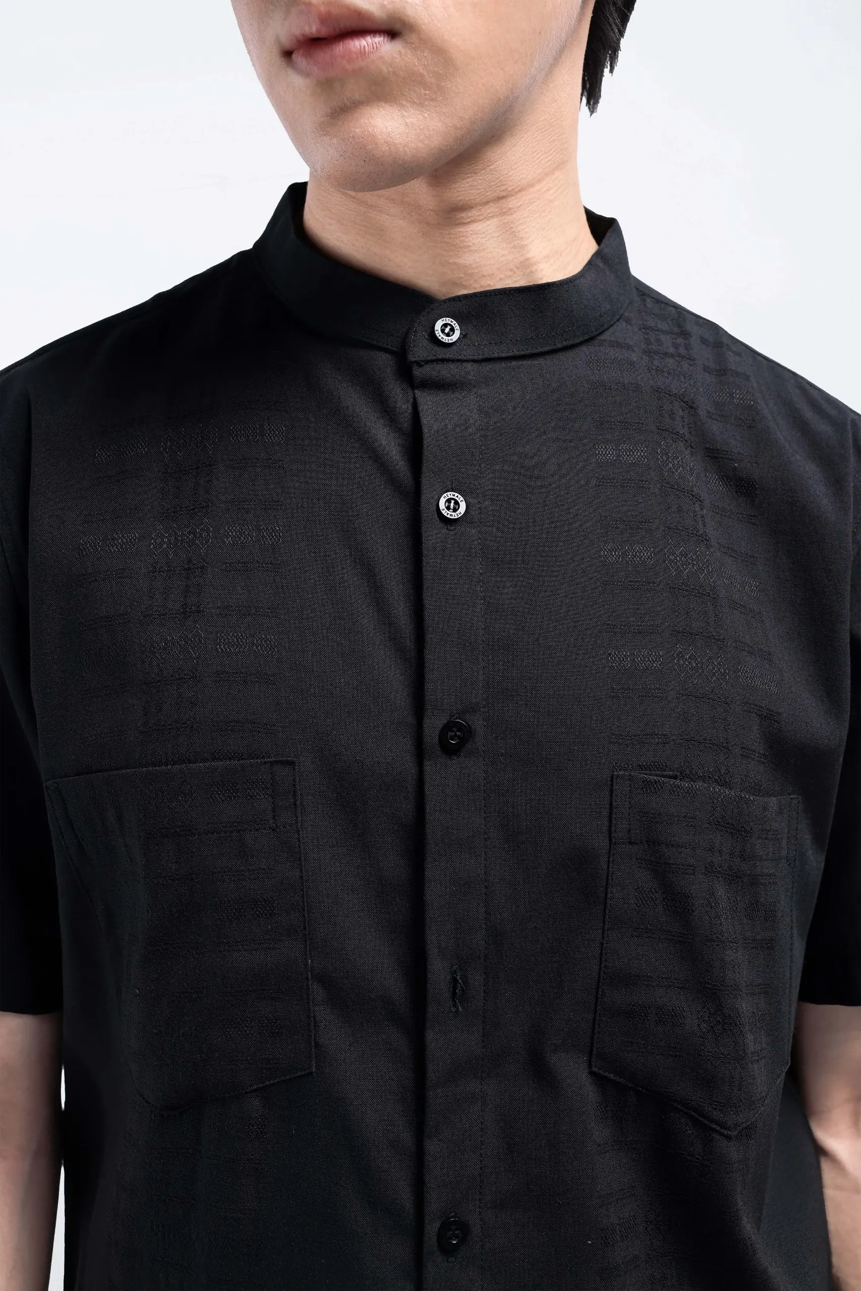Demyr Textured Shirt Short Sleeve Black