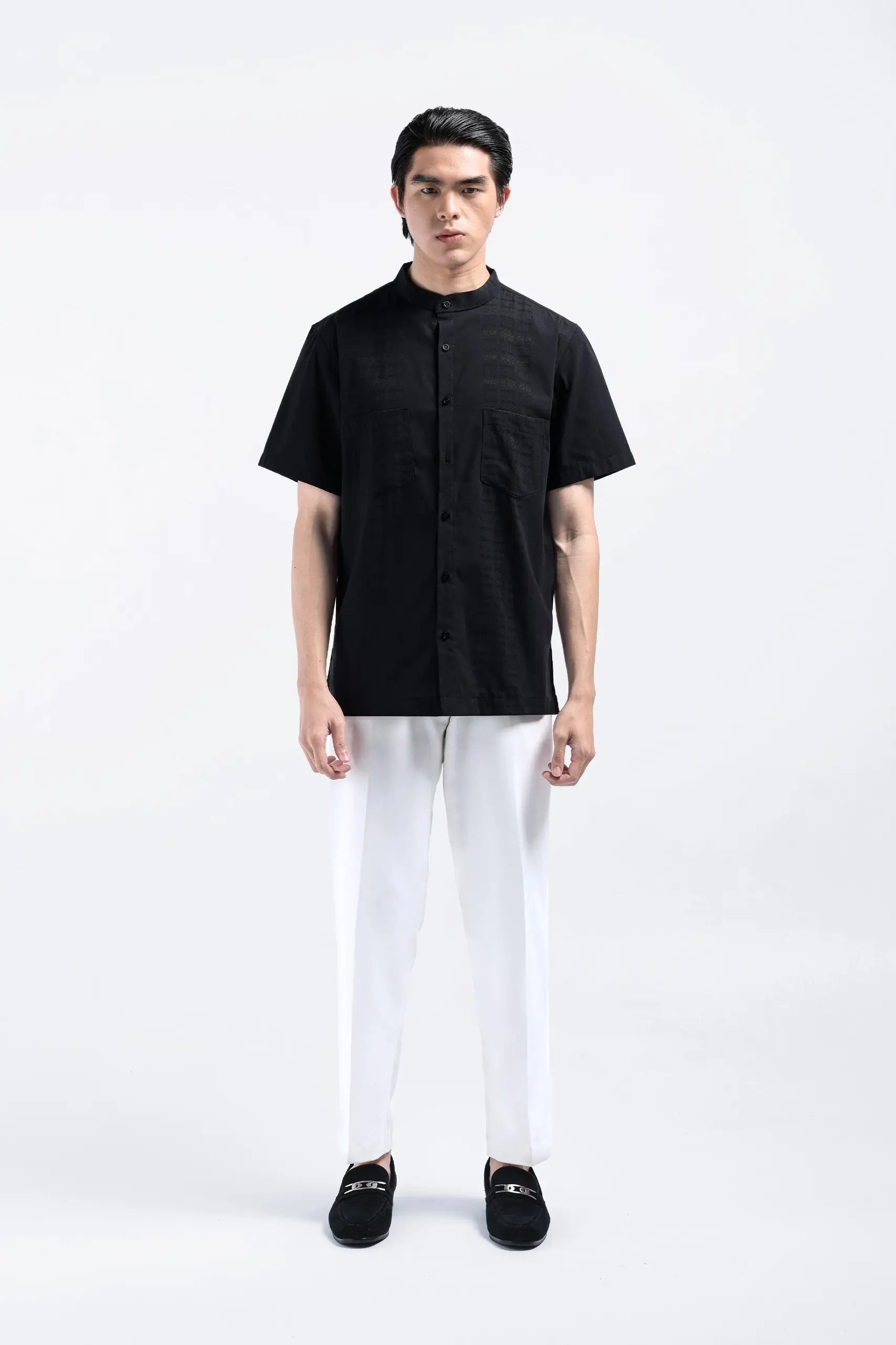 Demyr Textured Shirt Short Sleeve Black