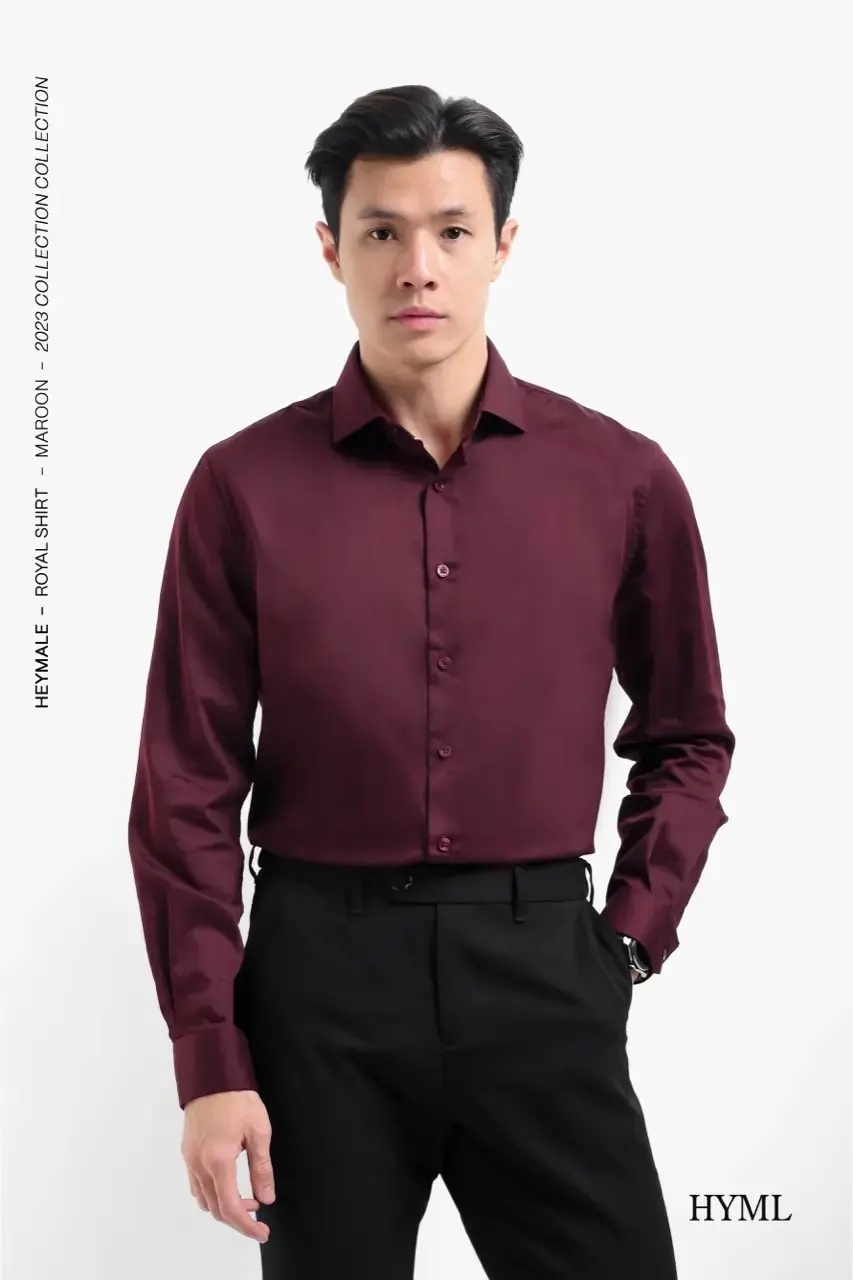 Royal Spread Collar Shirt Maroon