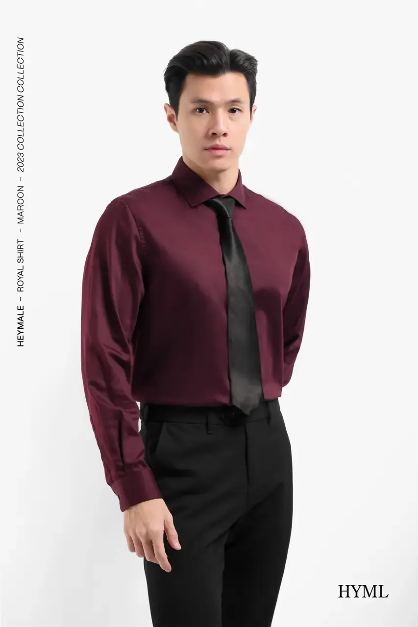 Royal Spread Collar Shirt Maroon