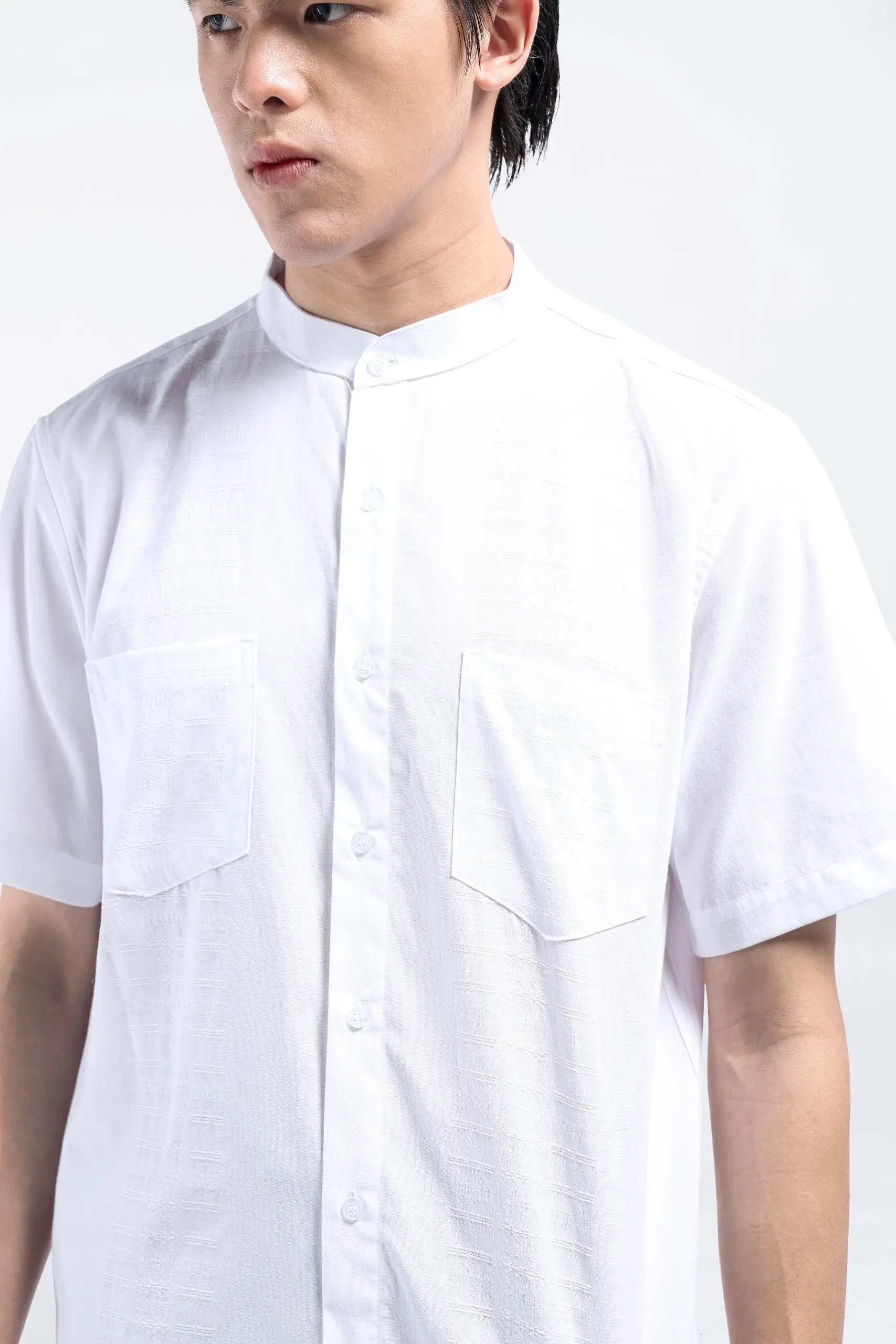 Demyr Textured Shirt Short Sleeve White