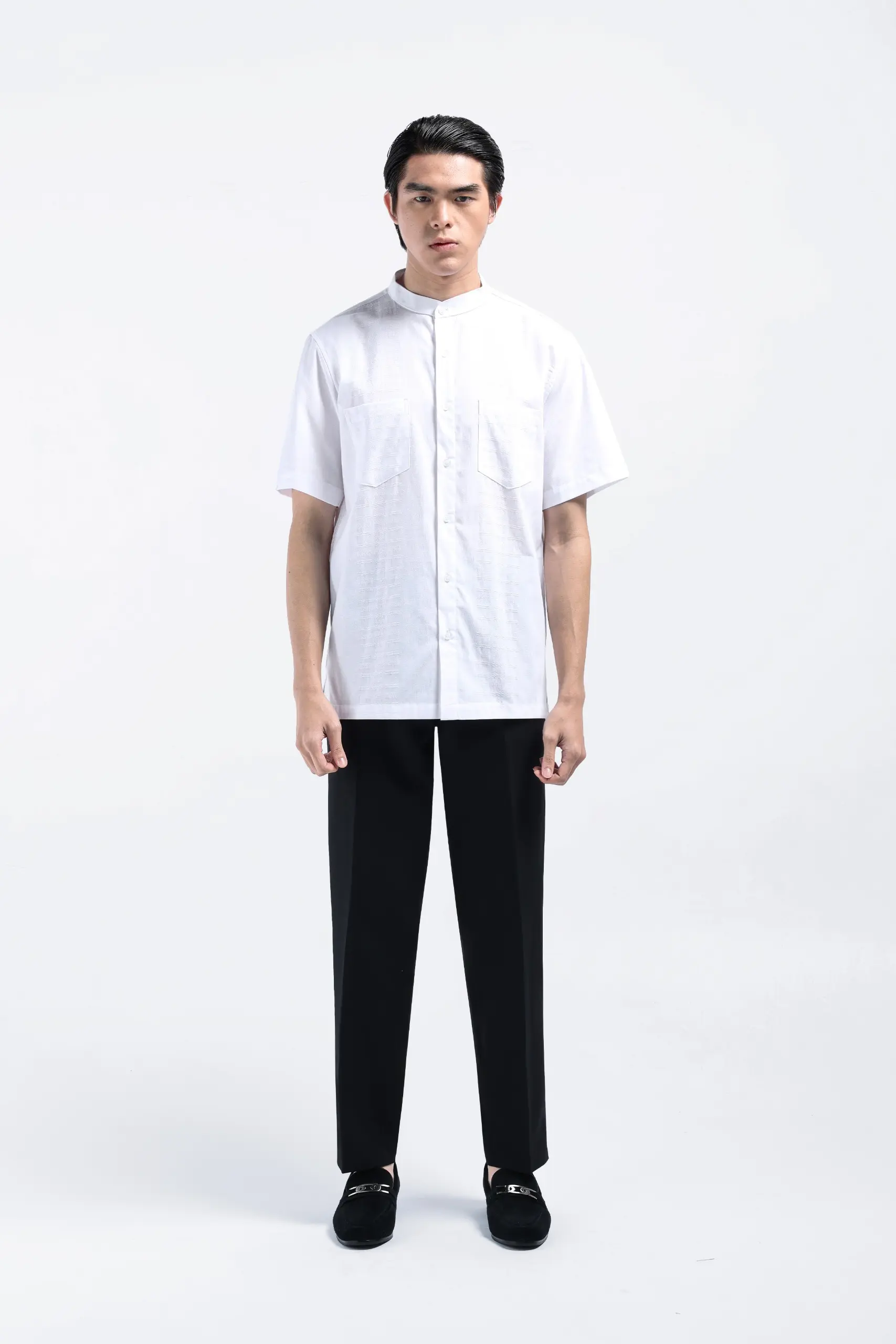 Demyr Textured Shirt Short Sleeve White