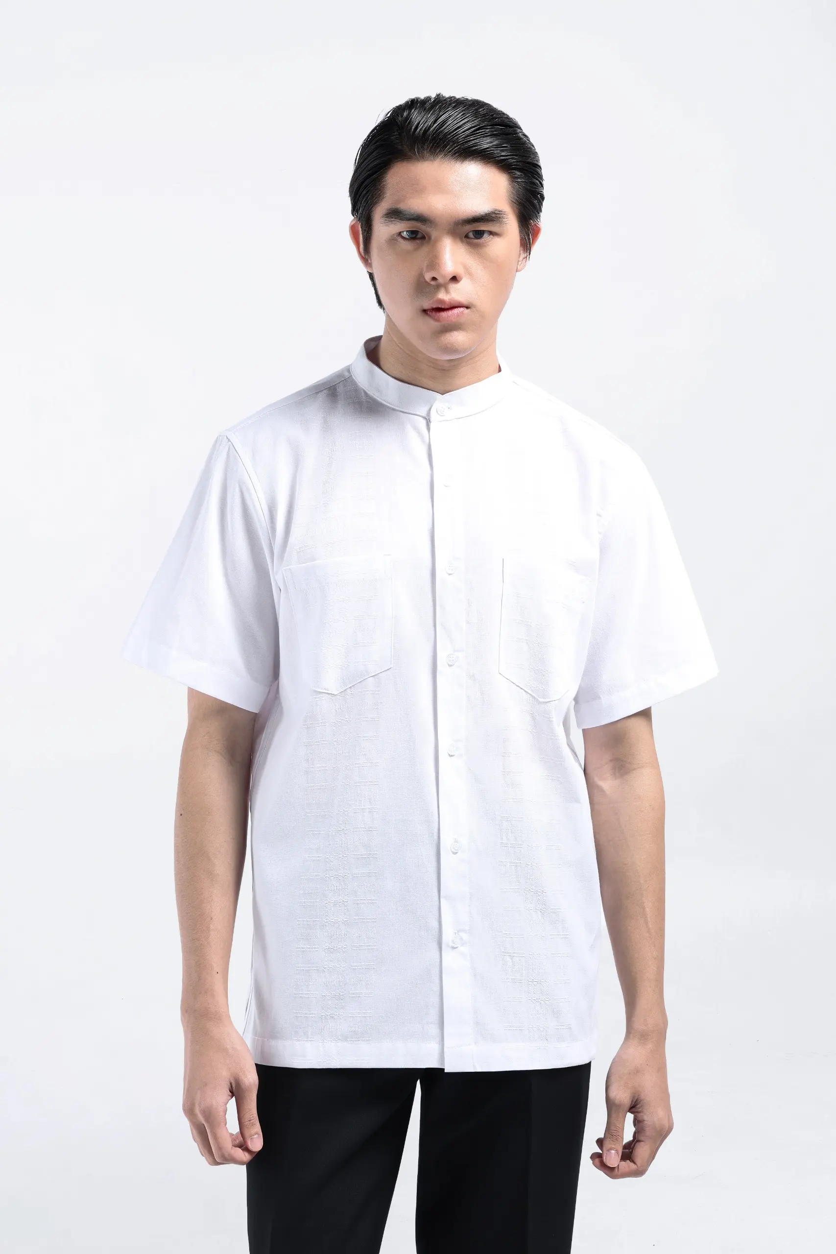 Demyr Textured Shirt Short Sleeve White