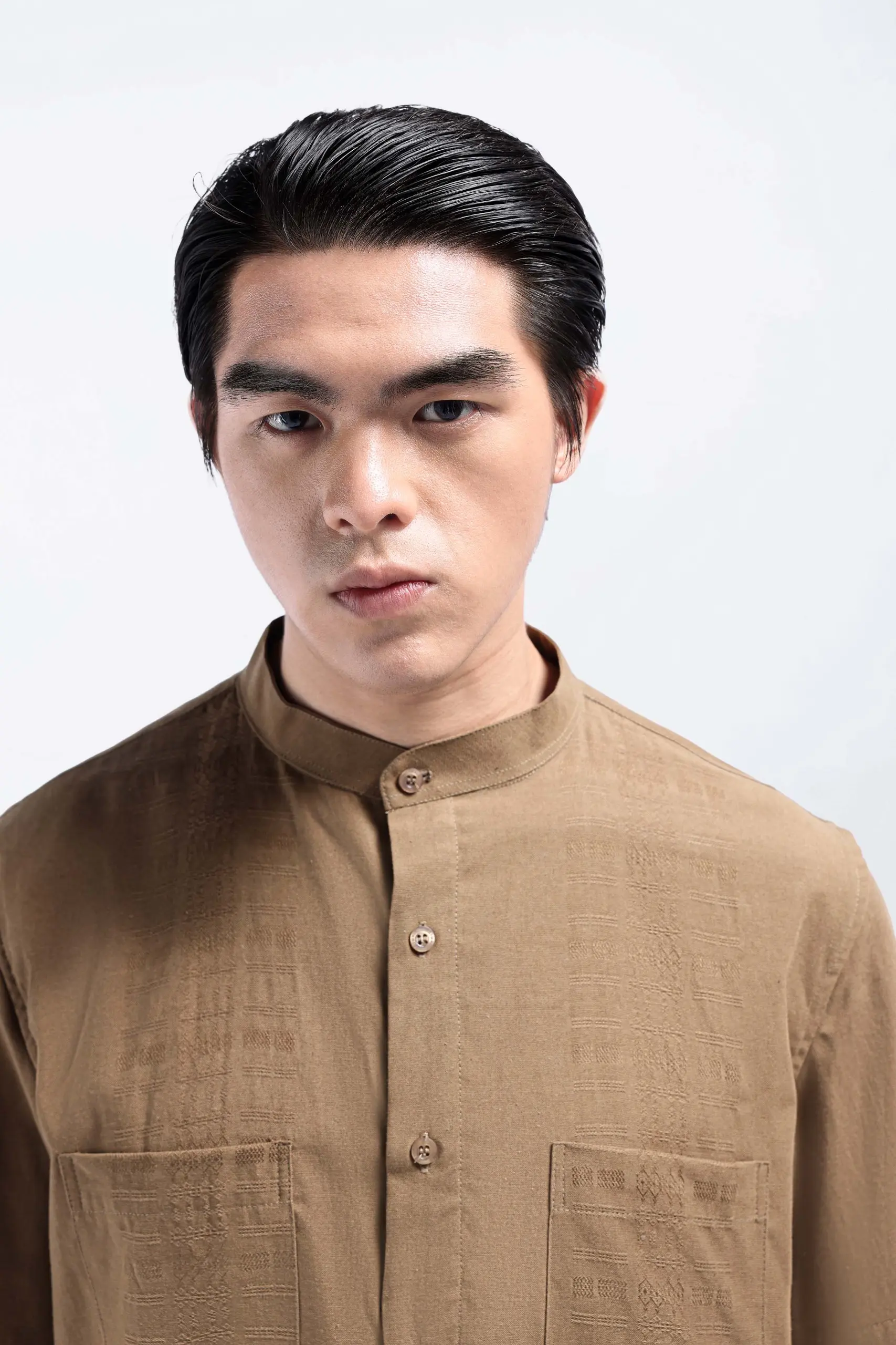 Demyr Textured Shirt Short Sleeve Taupe