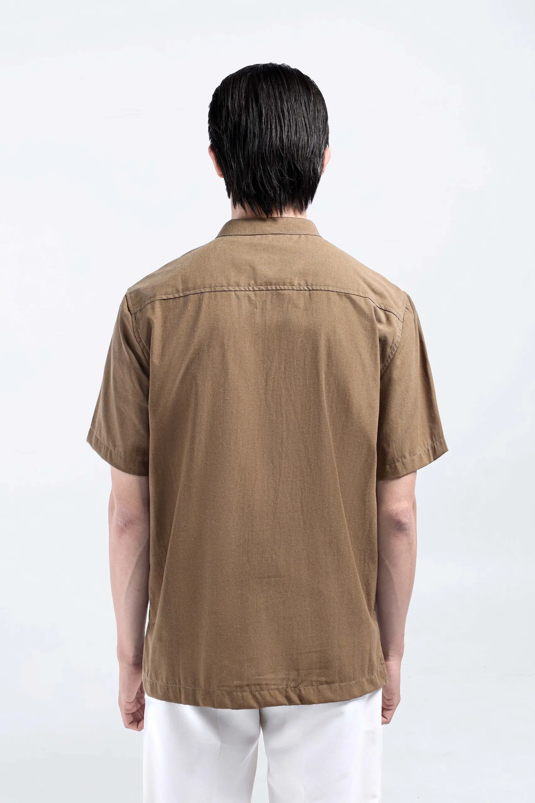 Demyr Textured Shirt Short Sleeve Taupe