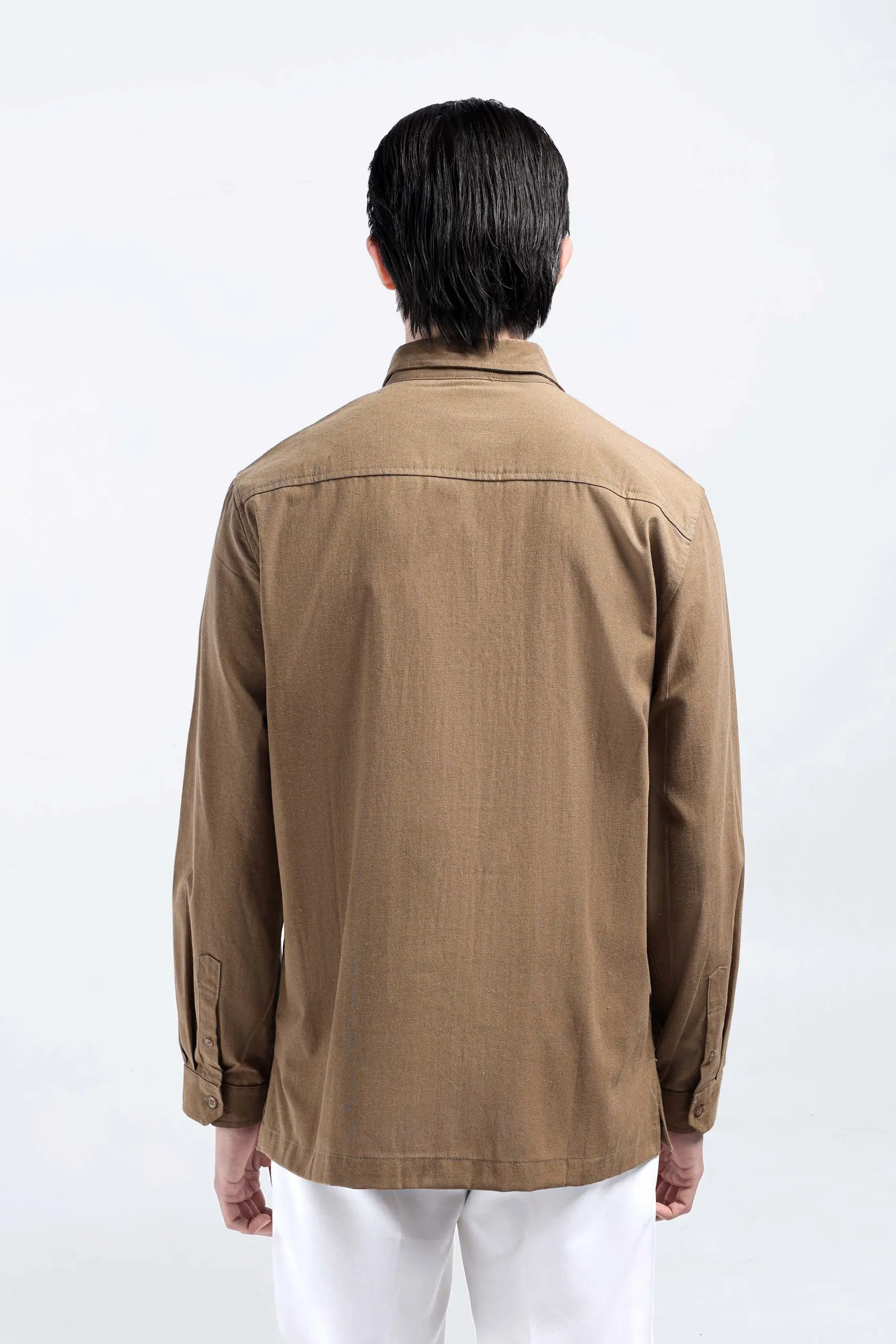 Demyr Textured Shirt Long Sleeve Taupe