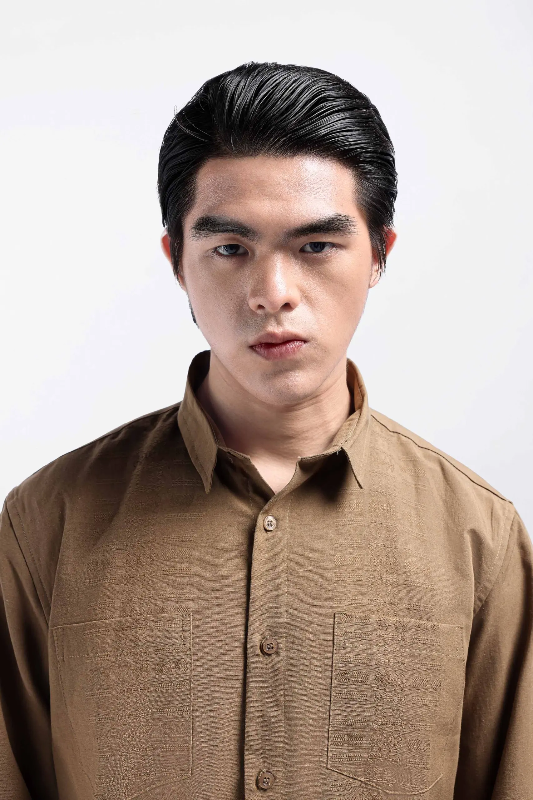 Demyr Textured Shirt Long Sleeve Taupe