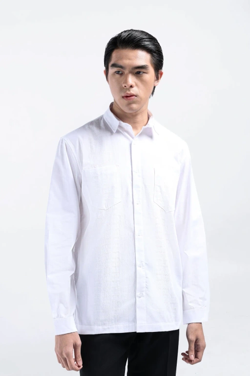 Demyr Textured Shirt Long Sleeve White