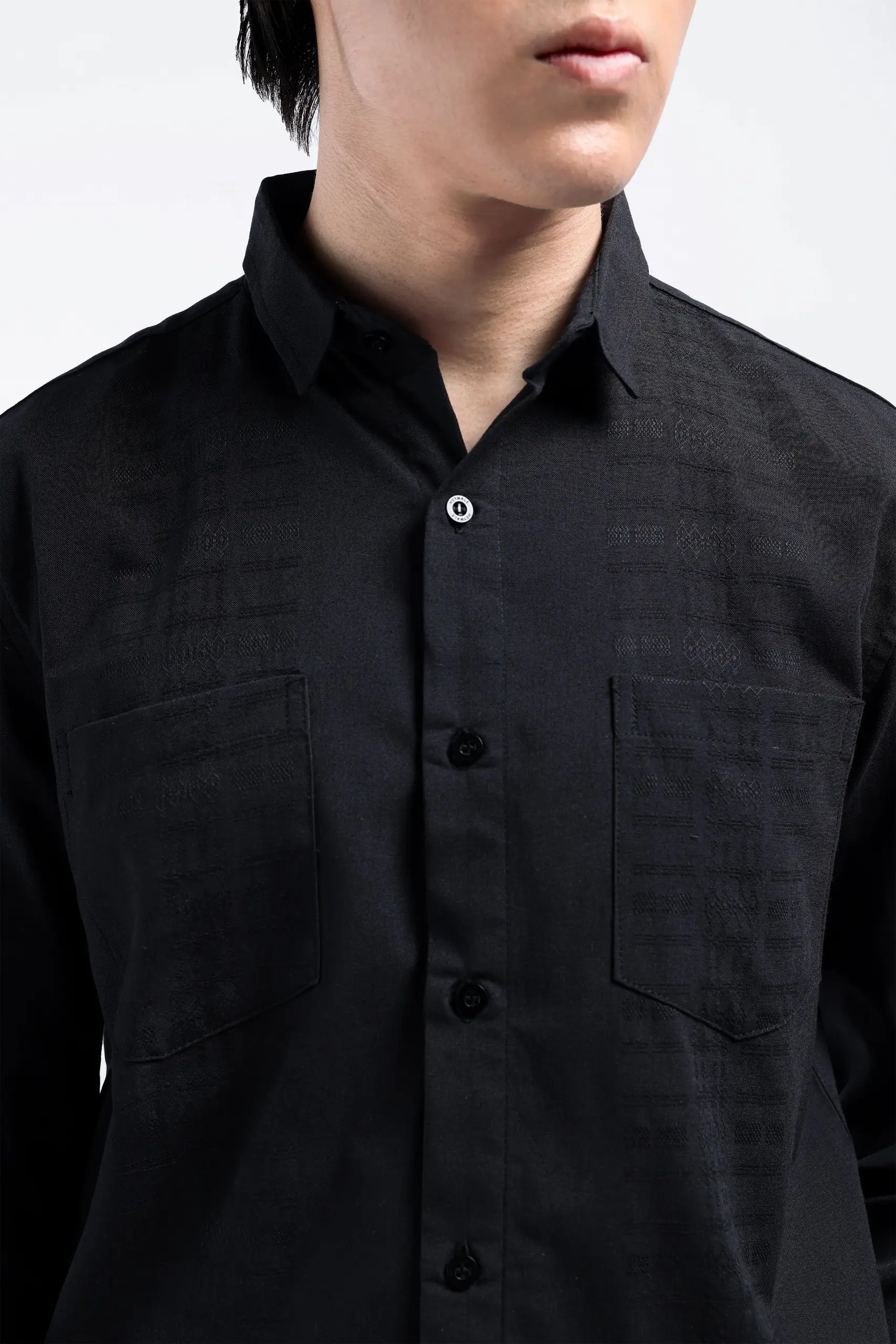 Demyr Textured Shirt Long Sleeve Black