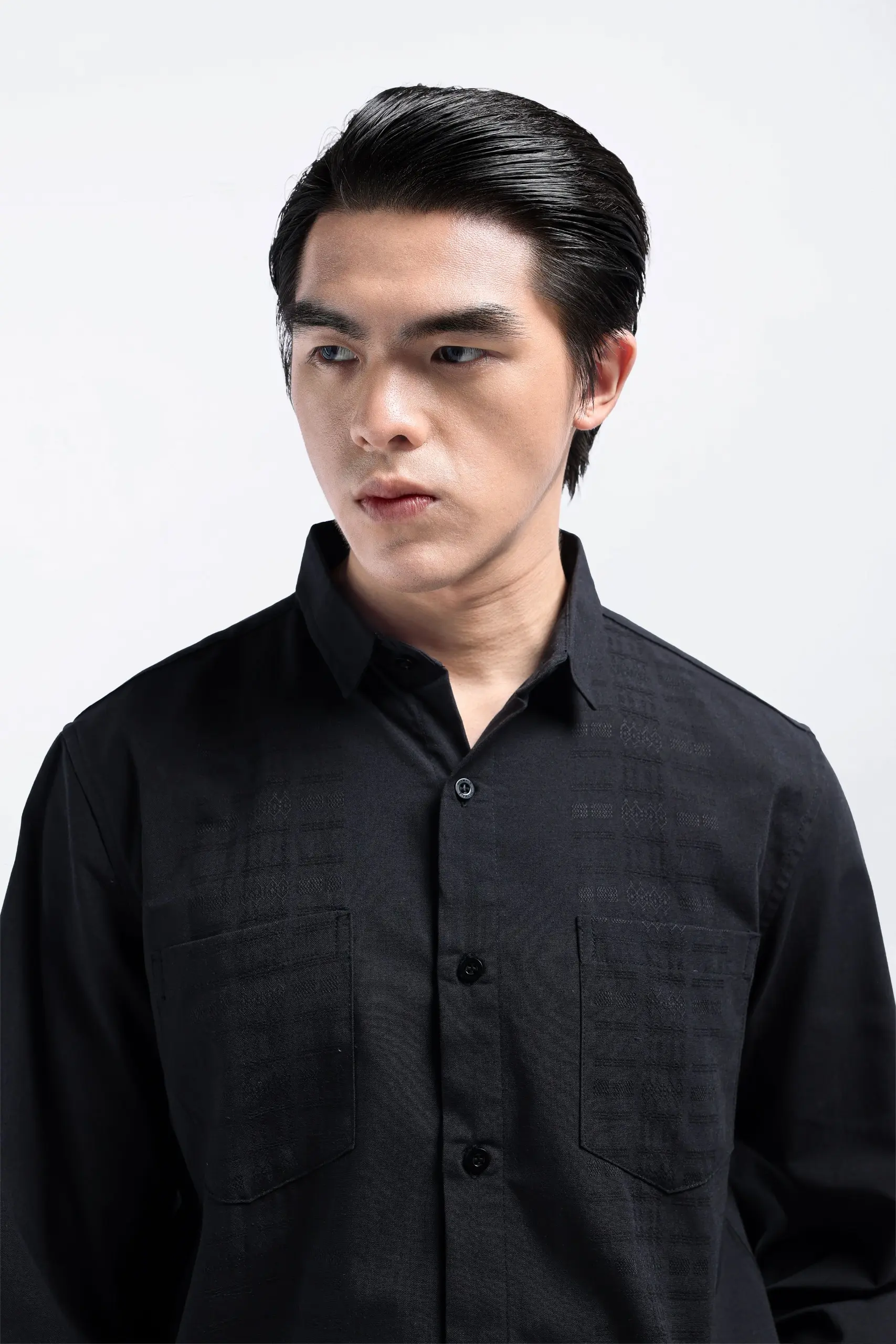 Demyr Textured Shirt Long Sleeve Black