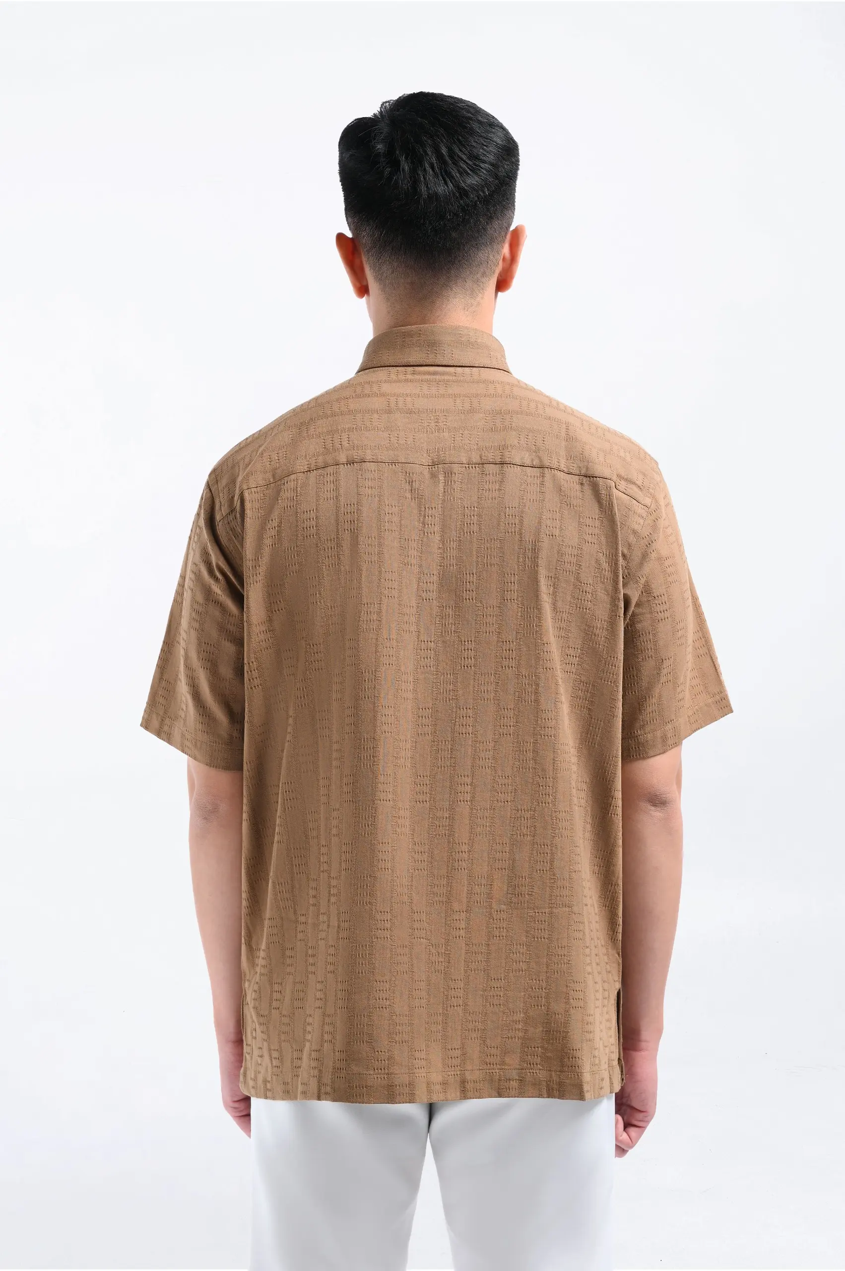 Keinth Textured Shirt Short Sleeve Taupe