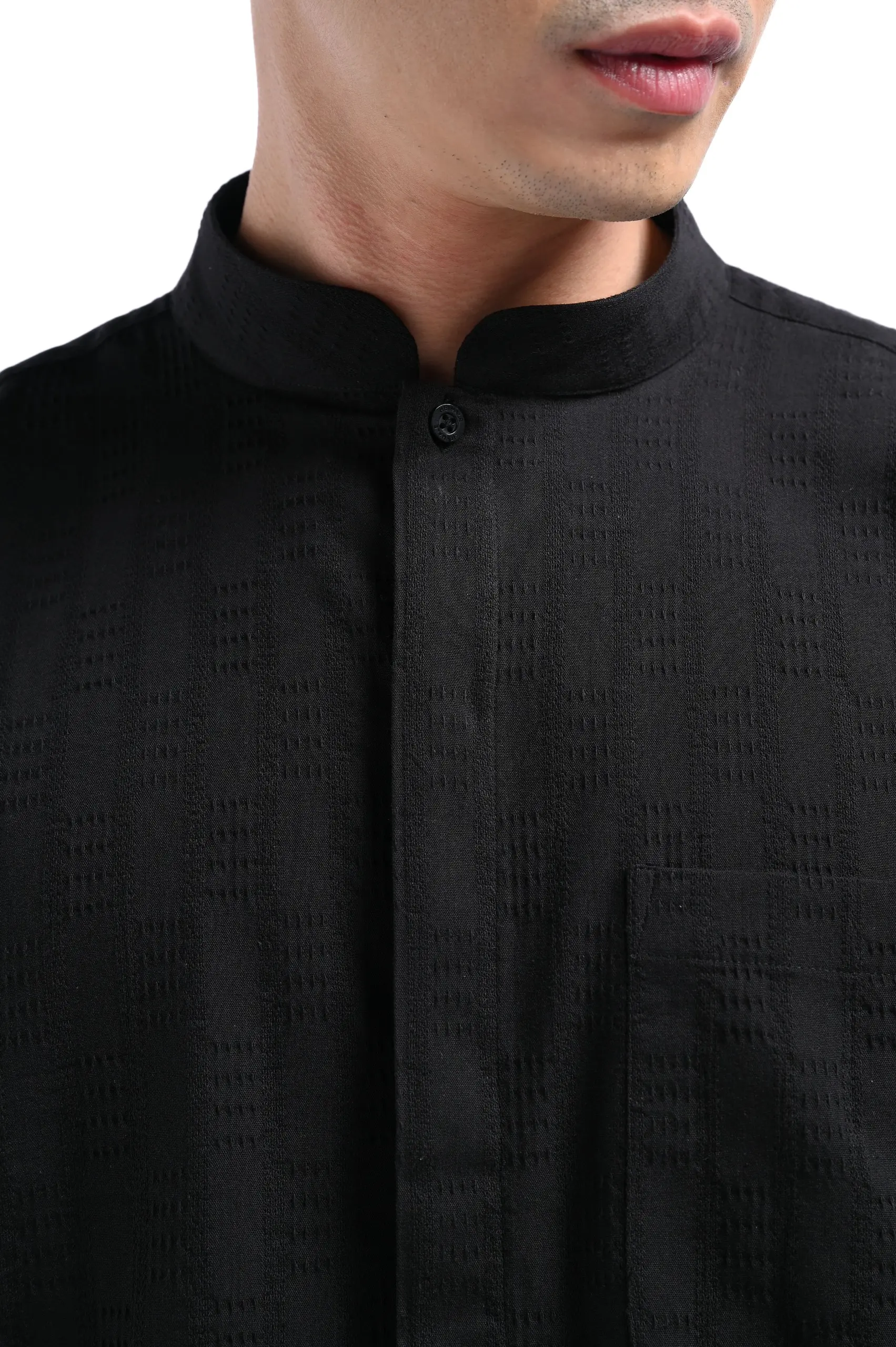 Keinth Textured Shirt Long Sleeve Black