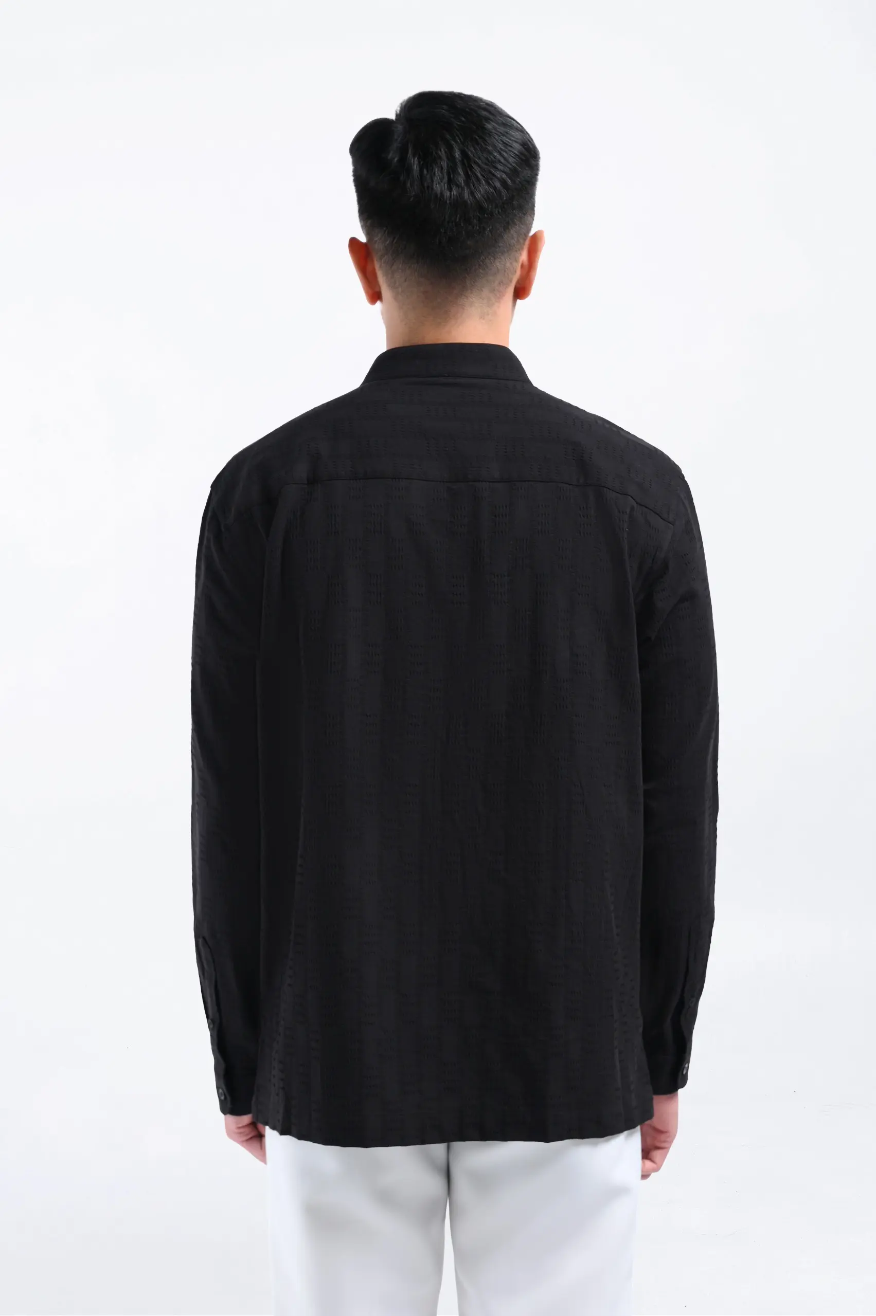 Keinth Textured Shirt Long Sleeve Black