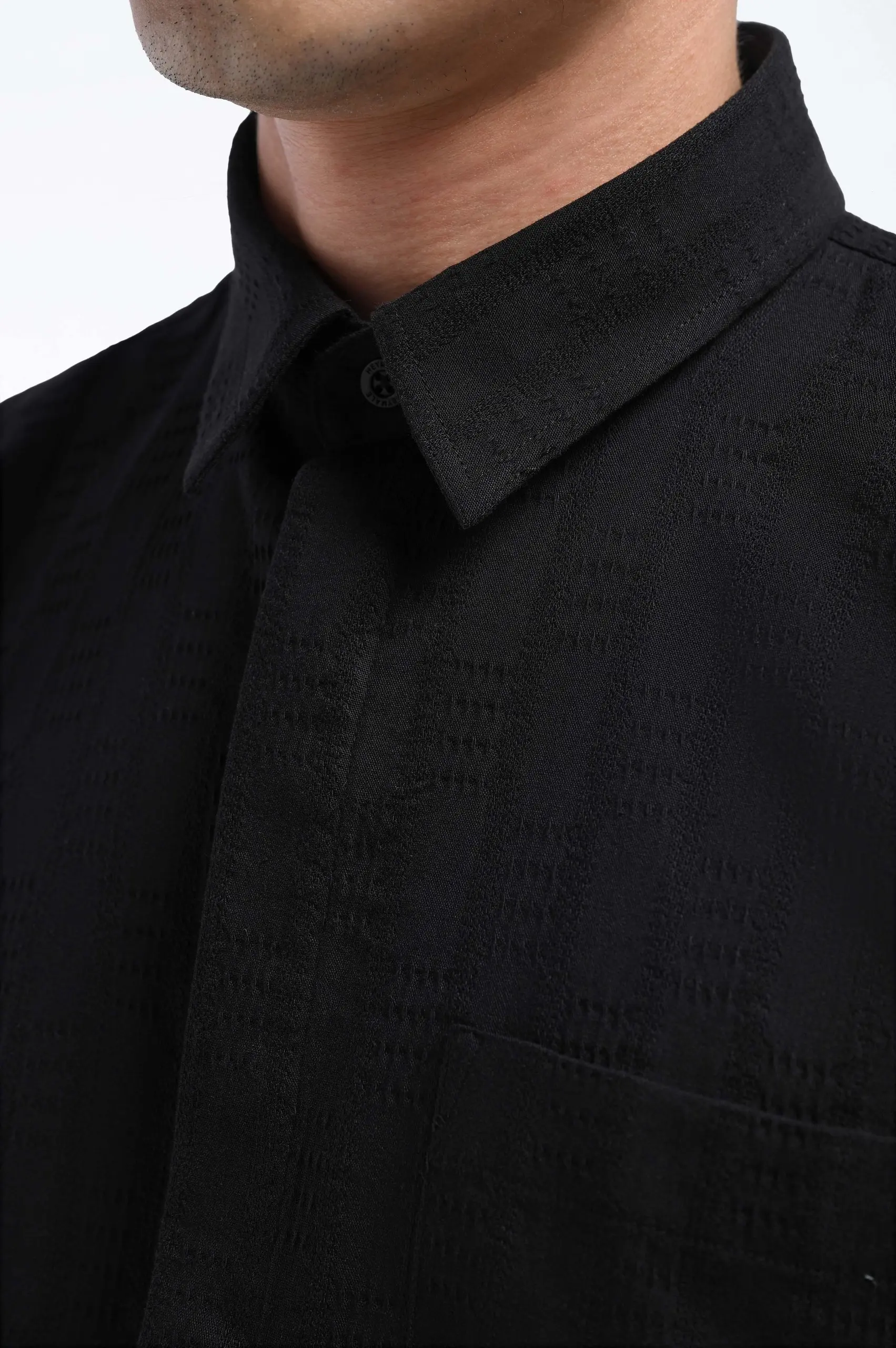 Keinth Textured Shirt Short Sleeve Black