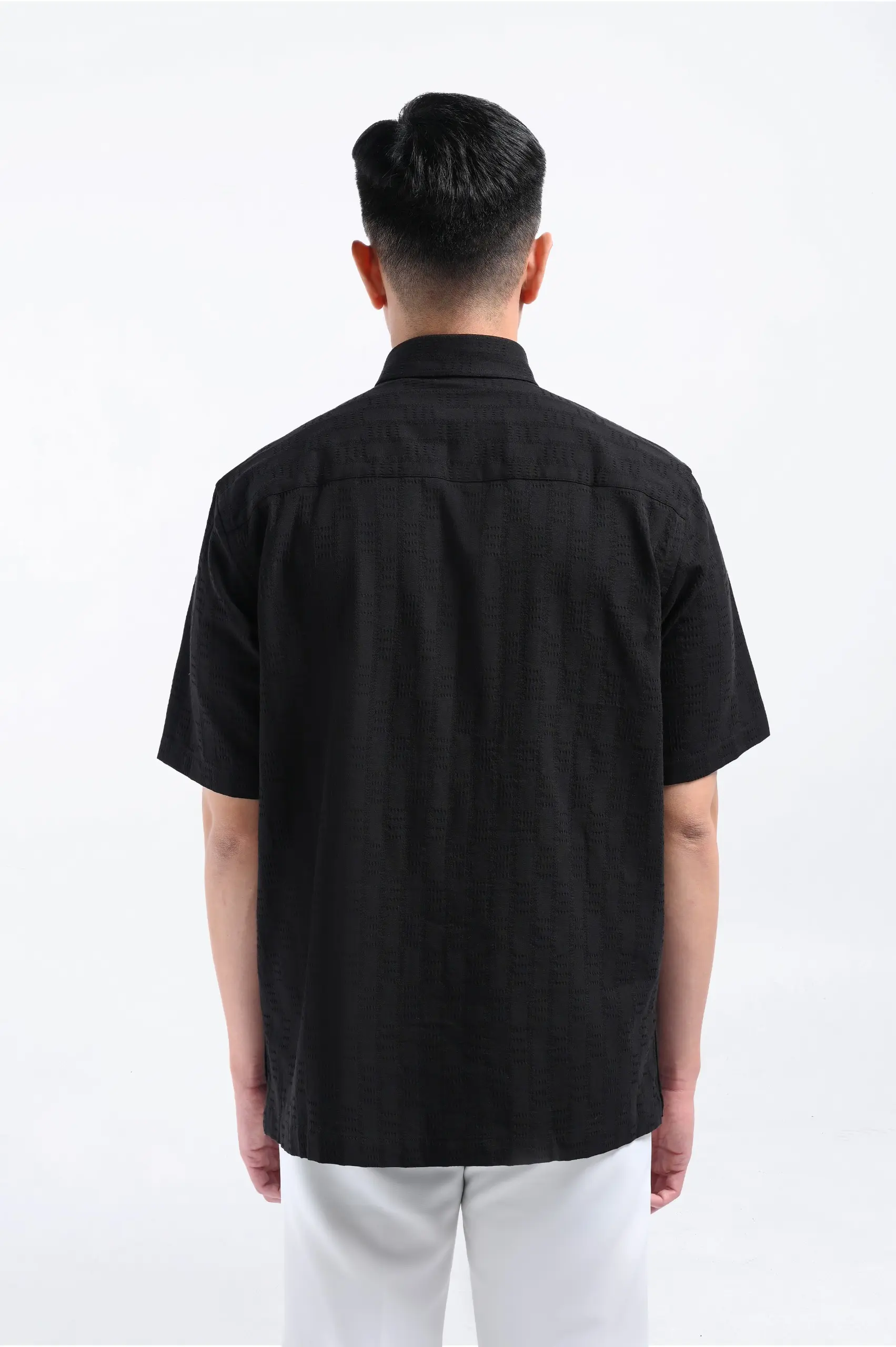 Keinth Textured Shirt Short Sleeve Black