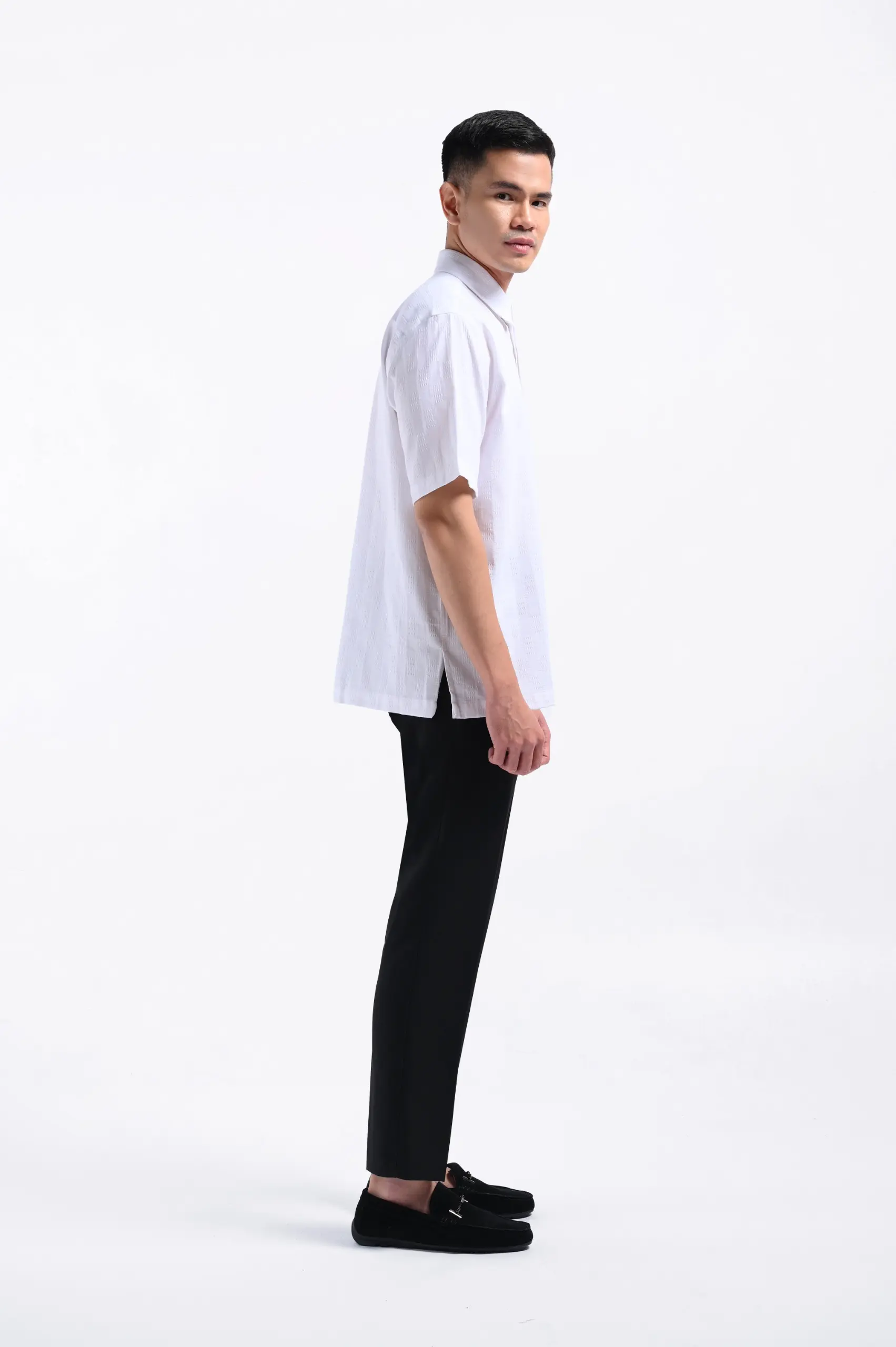 Keinth Textured Shirt Short Sleeve White