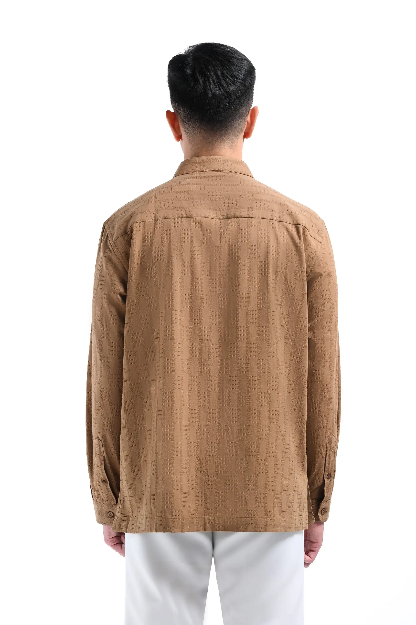 Keinth Textured Shirt Long Sleeve Taupe