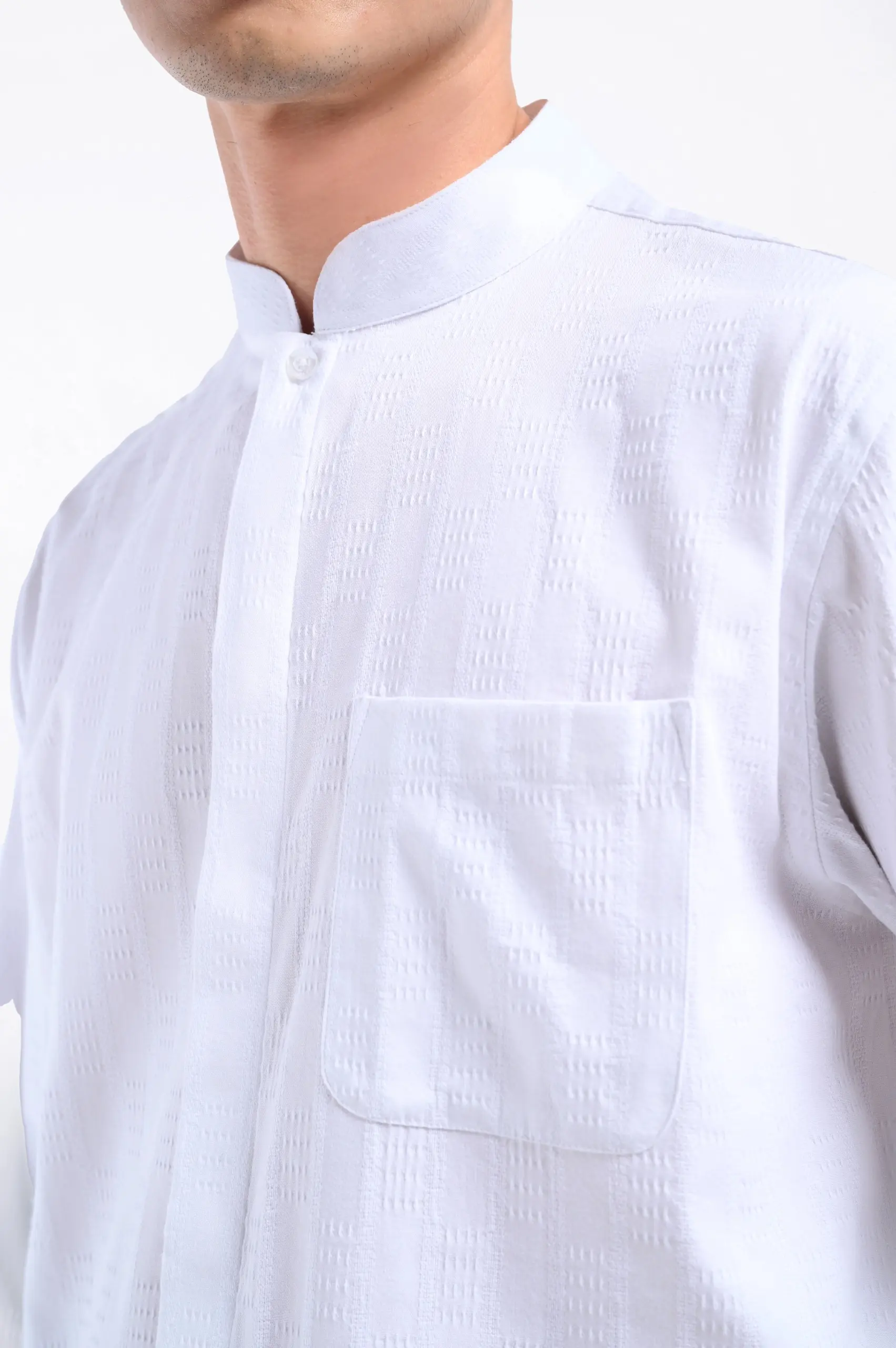 Keinth Textured Shirt Long Sleeve White