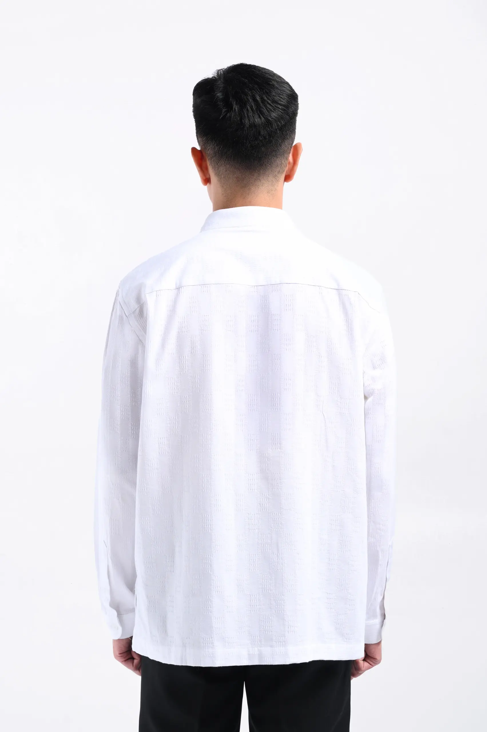 Keinth Textured Shirt Long Sleeve White