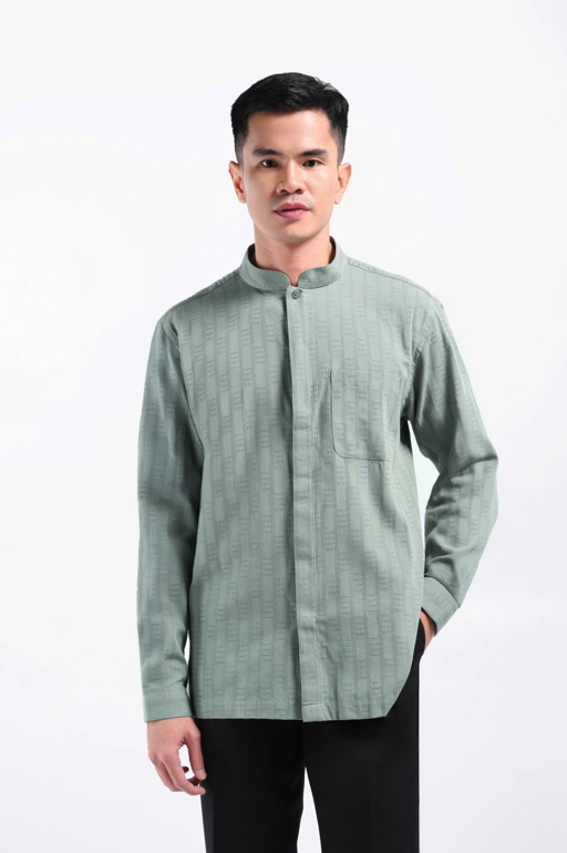 Keinth Textured Shirt Long Sleeve Sage