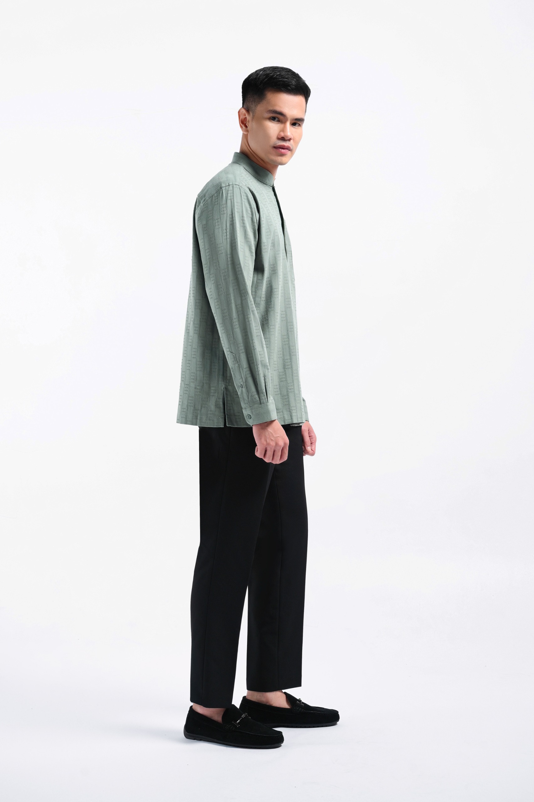 Keinth Textured Shirt Long Sleeve Sage