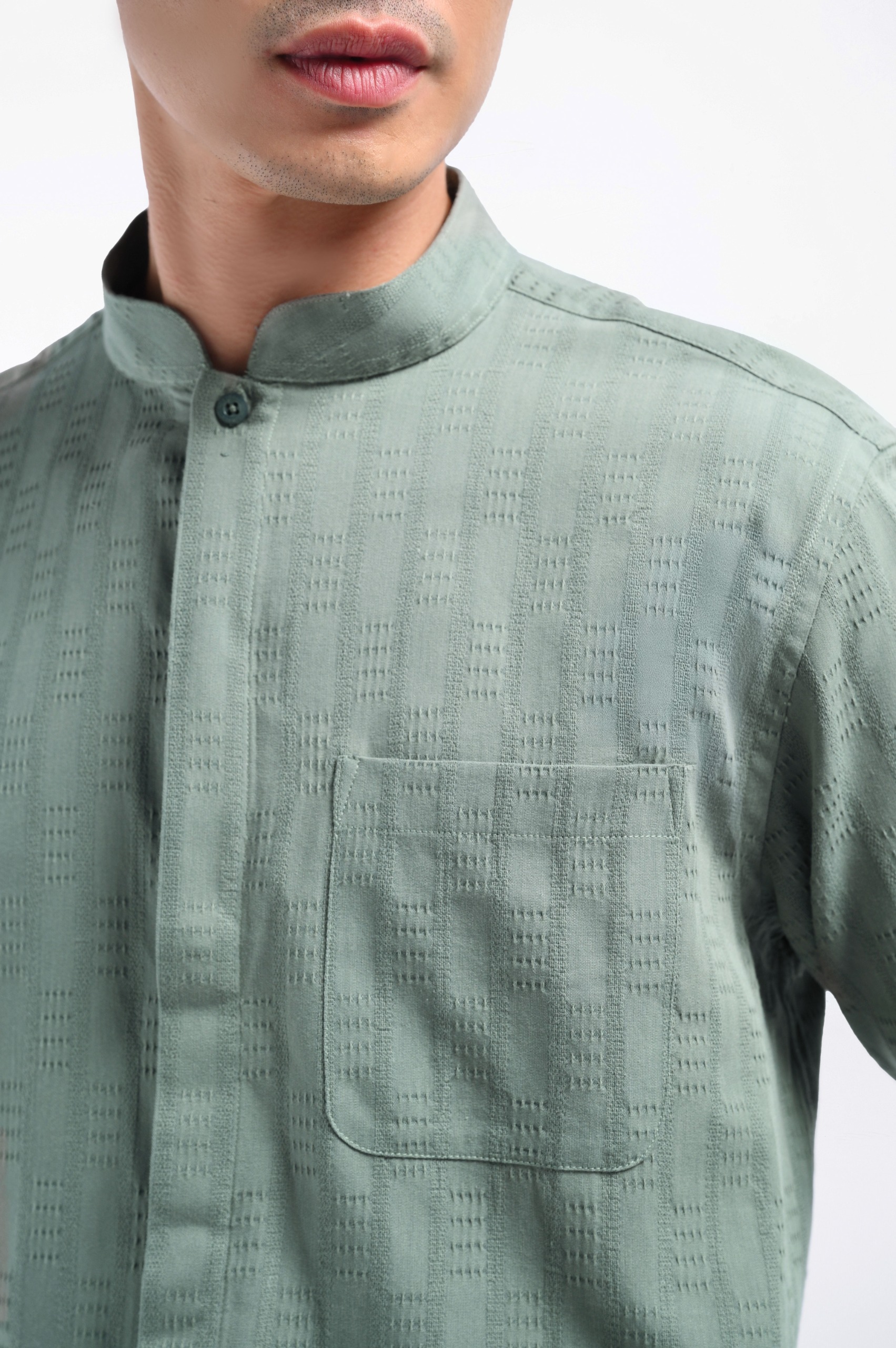 Keinth Textured Shirt Long Sleeve Sage