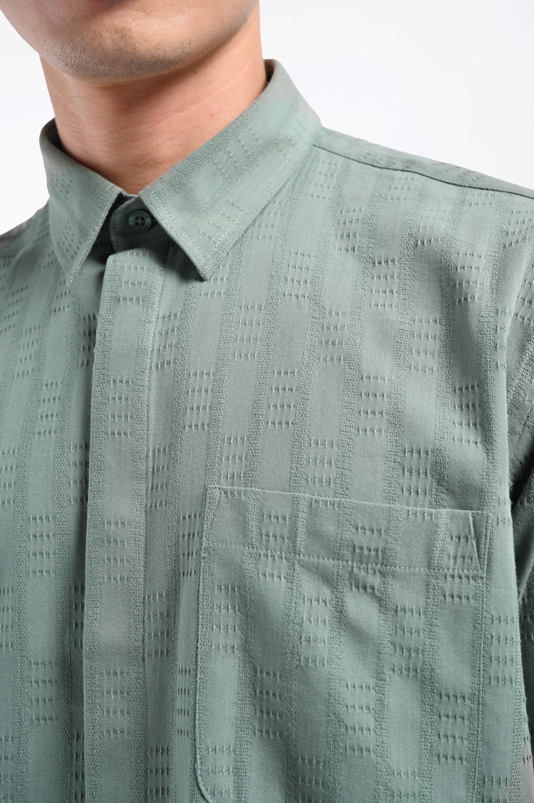 Keinth Textured Shirt Long Sleeve Sage