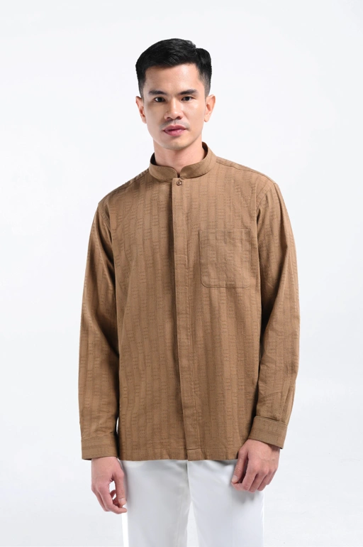Keinth Textured Shirt Long Sleeve Taupe