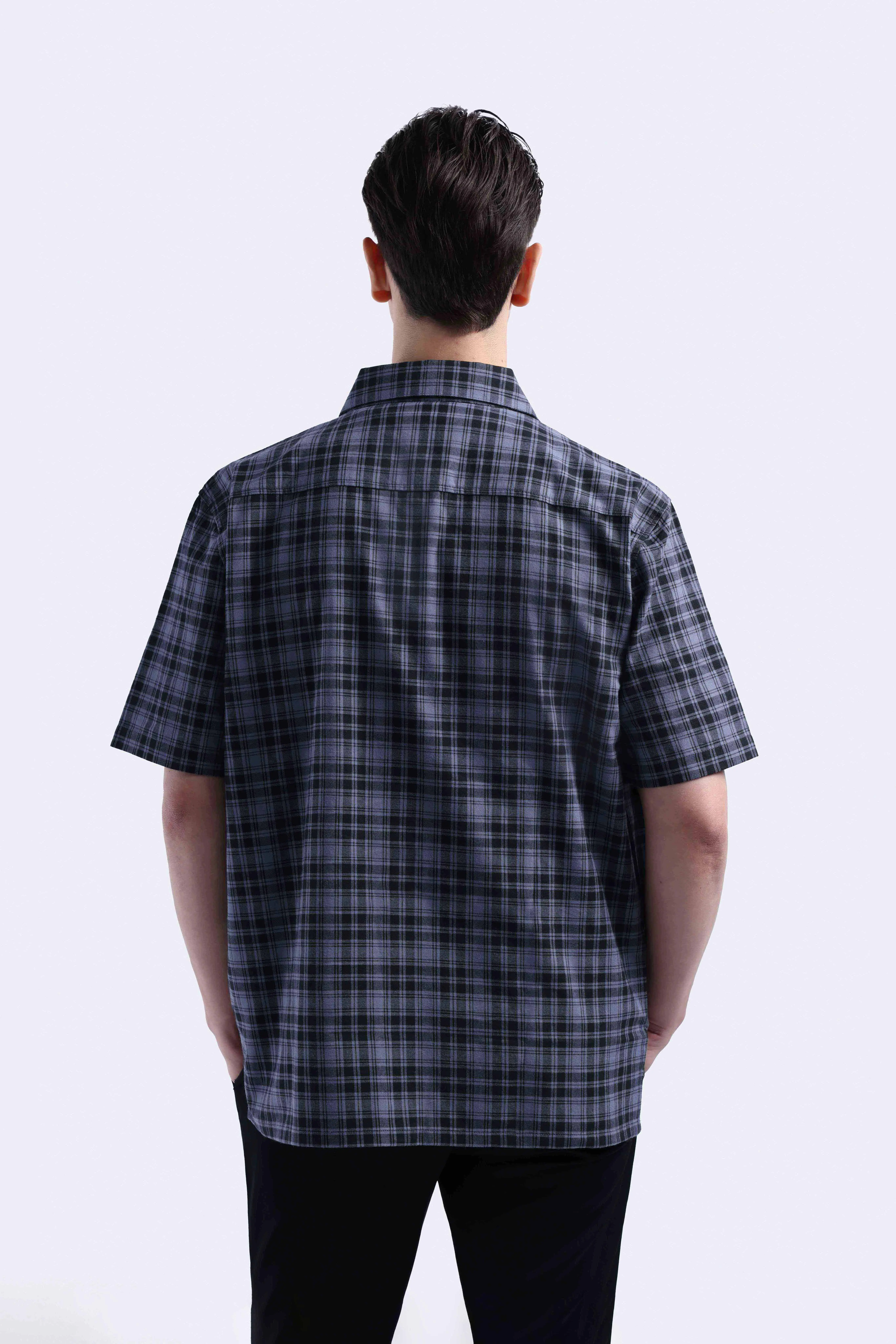 Donvitto Flanel Shirt Short Sleeve Blue