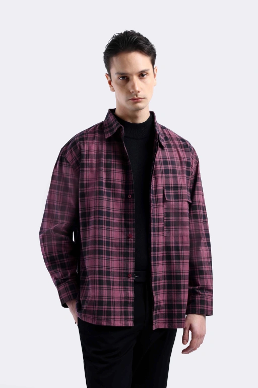 Image of Donvitto Flanel Shirt Long Sleeve Violet