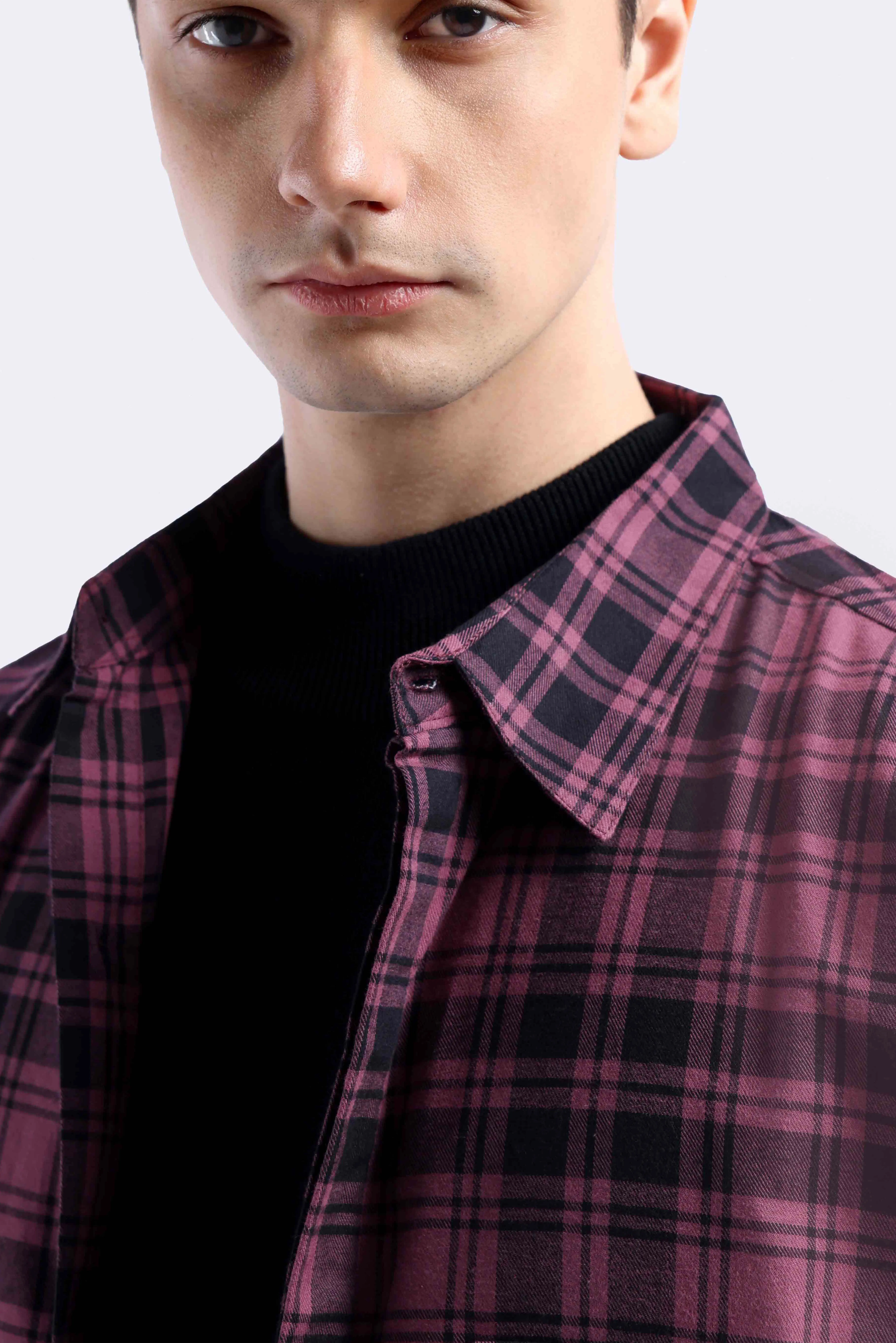 Donvitto Flanel Shirt Long Sleeve Violet