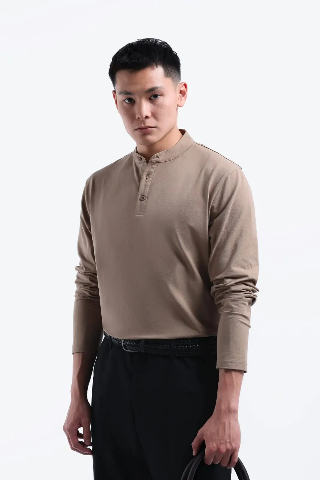 Easey Henley Tees Brown