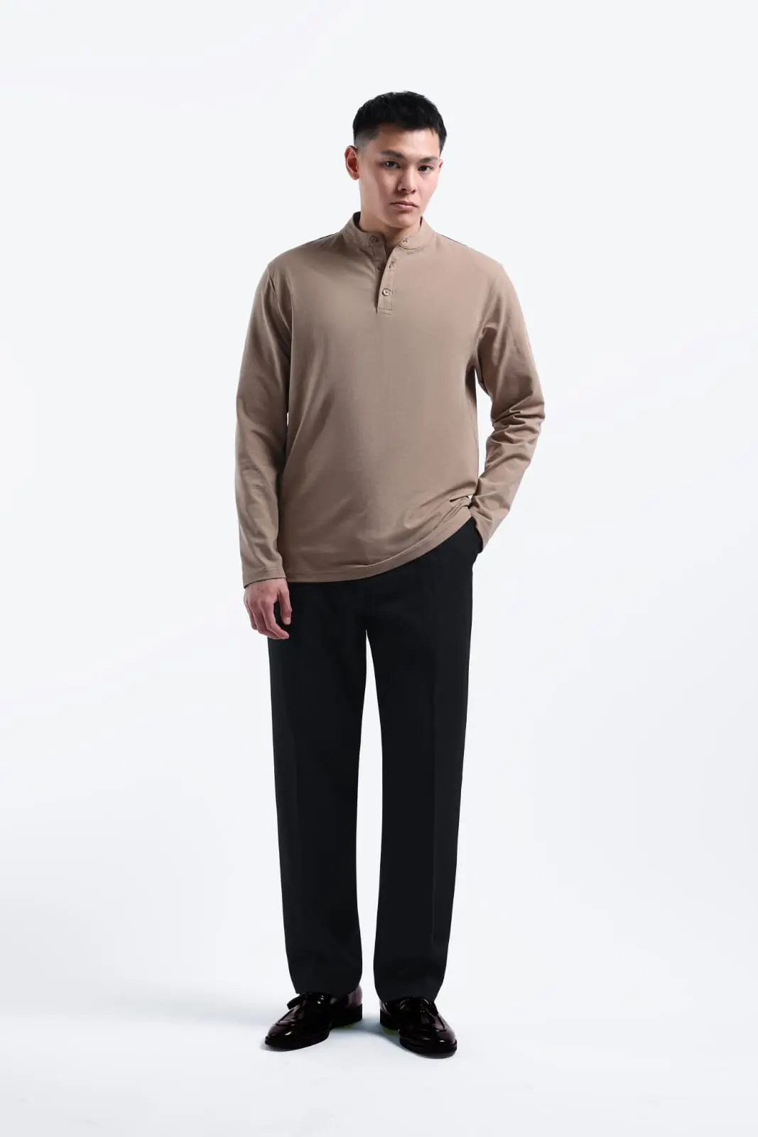 Easey Henley Tees Brown