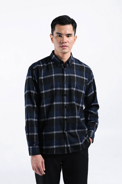Image of Alven Flannel Shirt Dark Blue