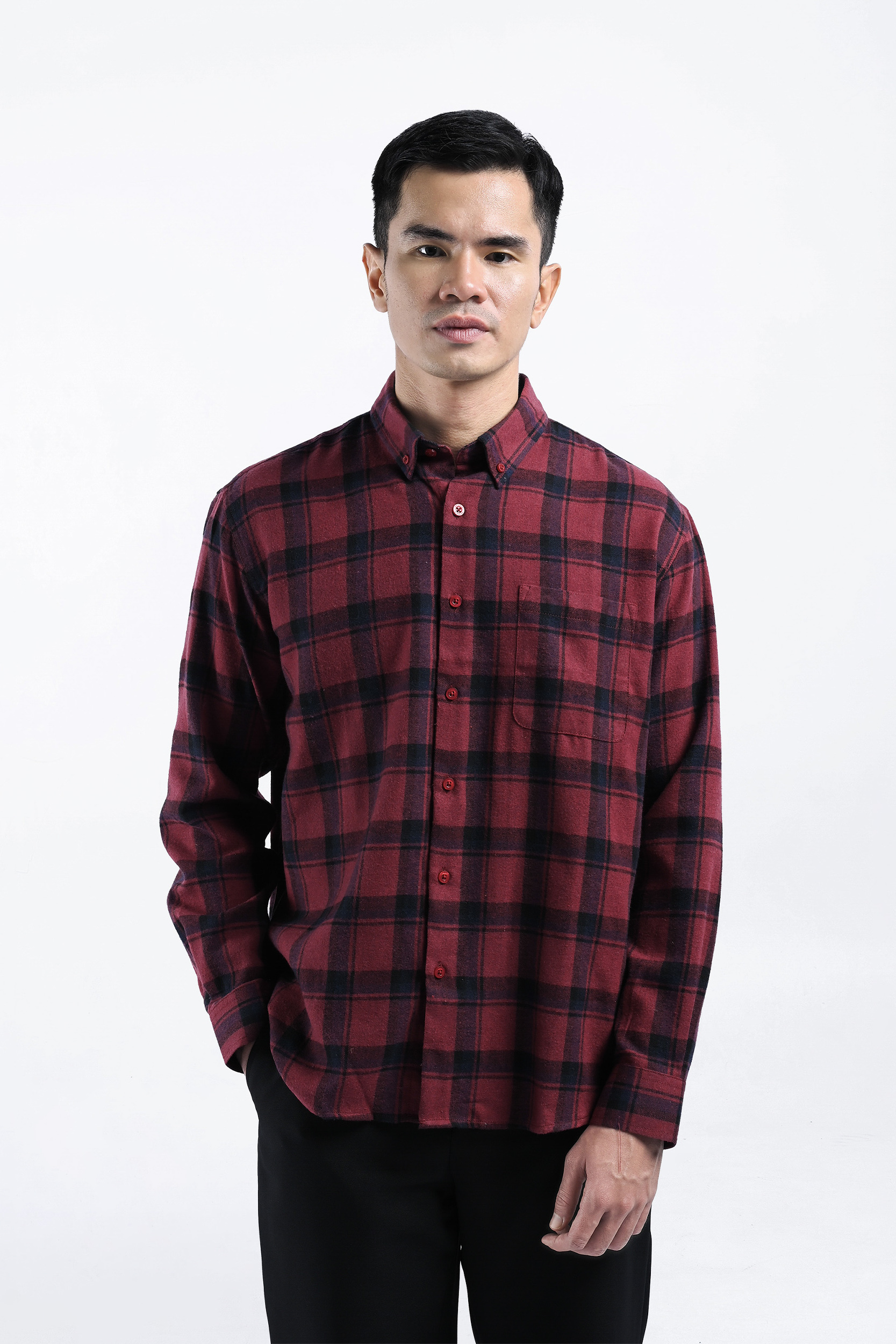 Alven Flannel Shirt Maroon