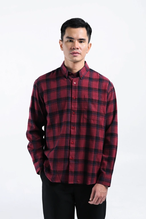 Image of Alven Flannel Shirt Maroon