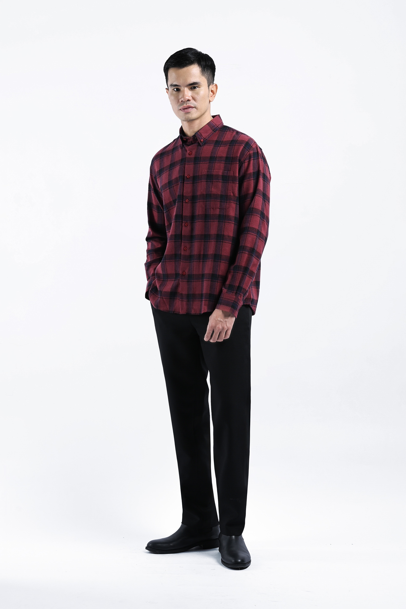 Alven Flannel Shirt Maroon