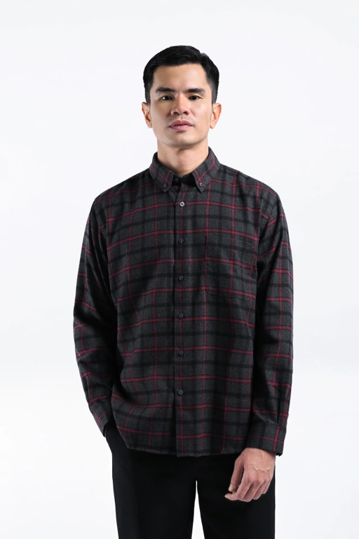 Image of Alven Flannel Shirt Charcoal