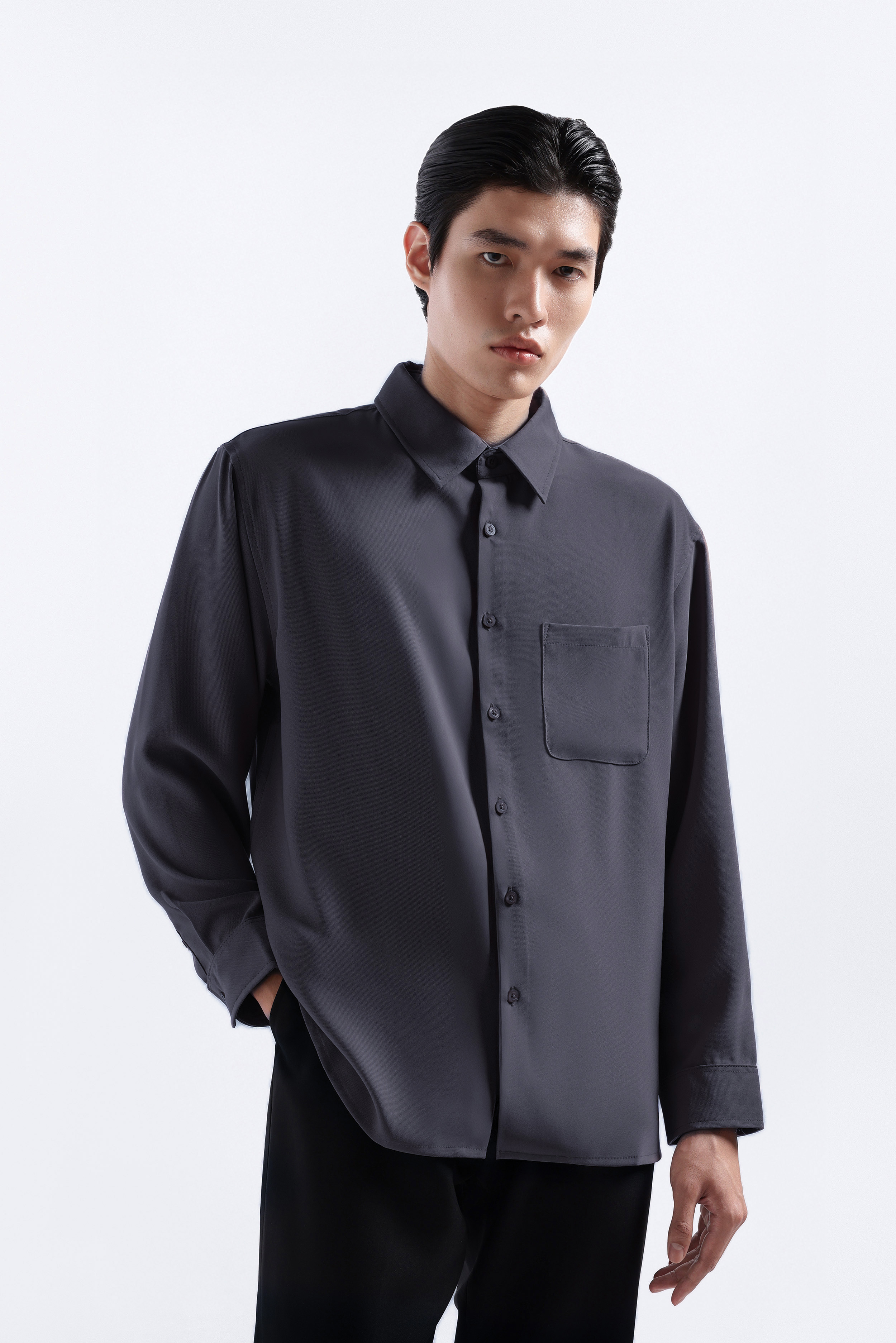 Uvard Shirt Long Sleeve Dark Grey