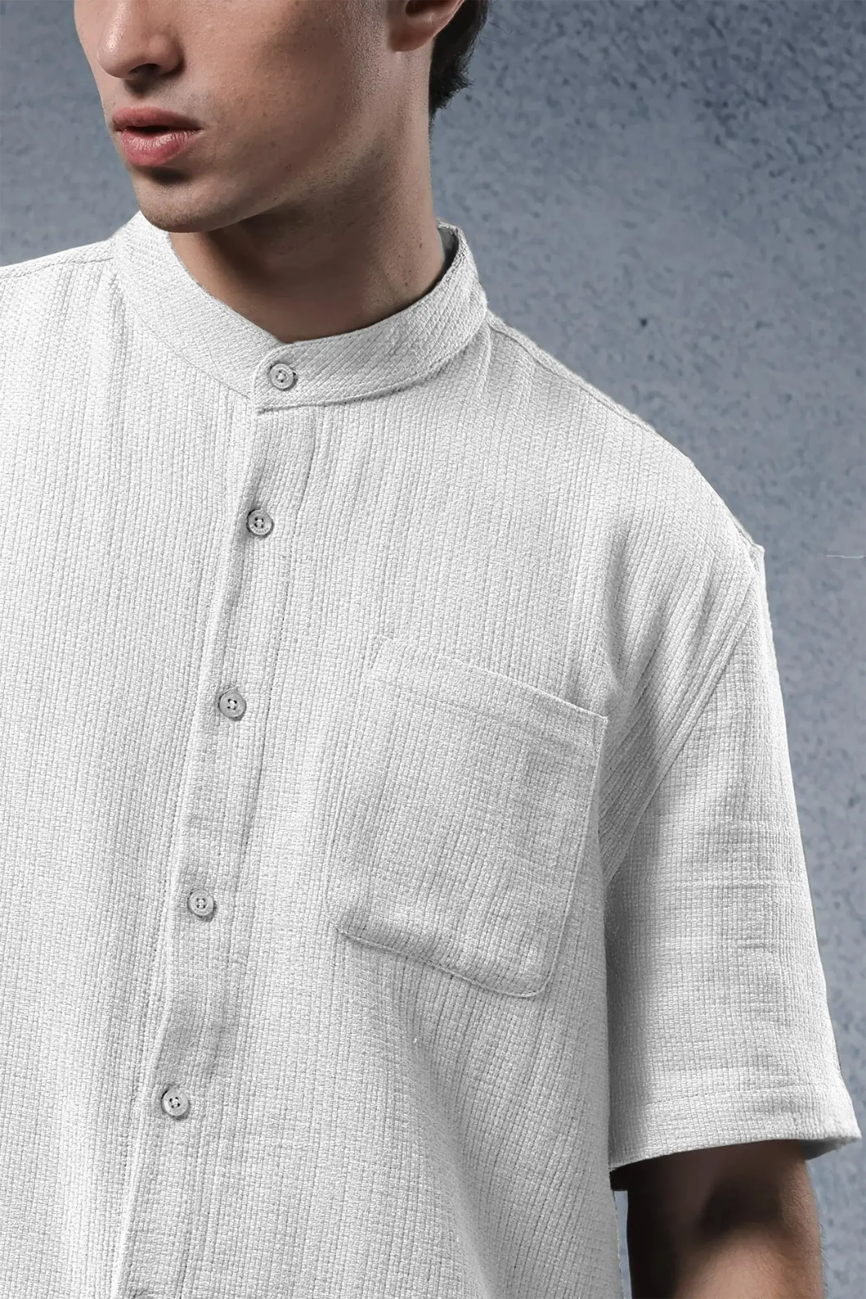 Delvine Textured Shirt Short Sleeve White