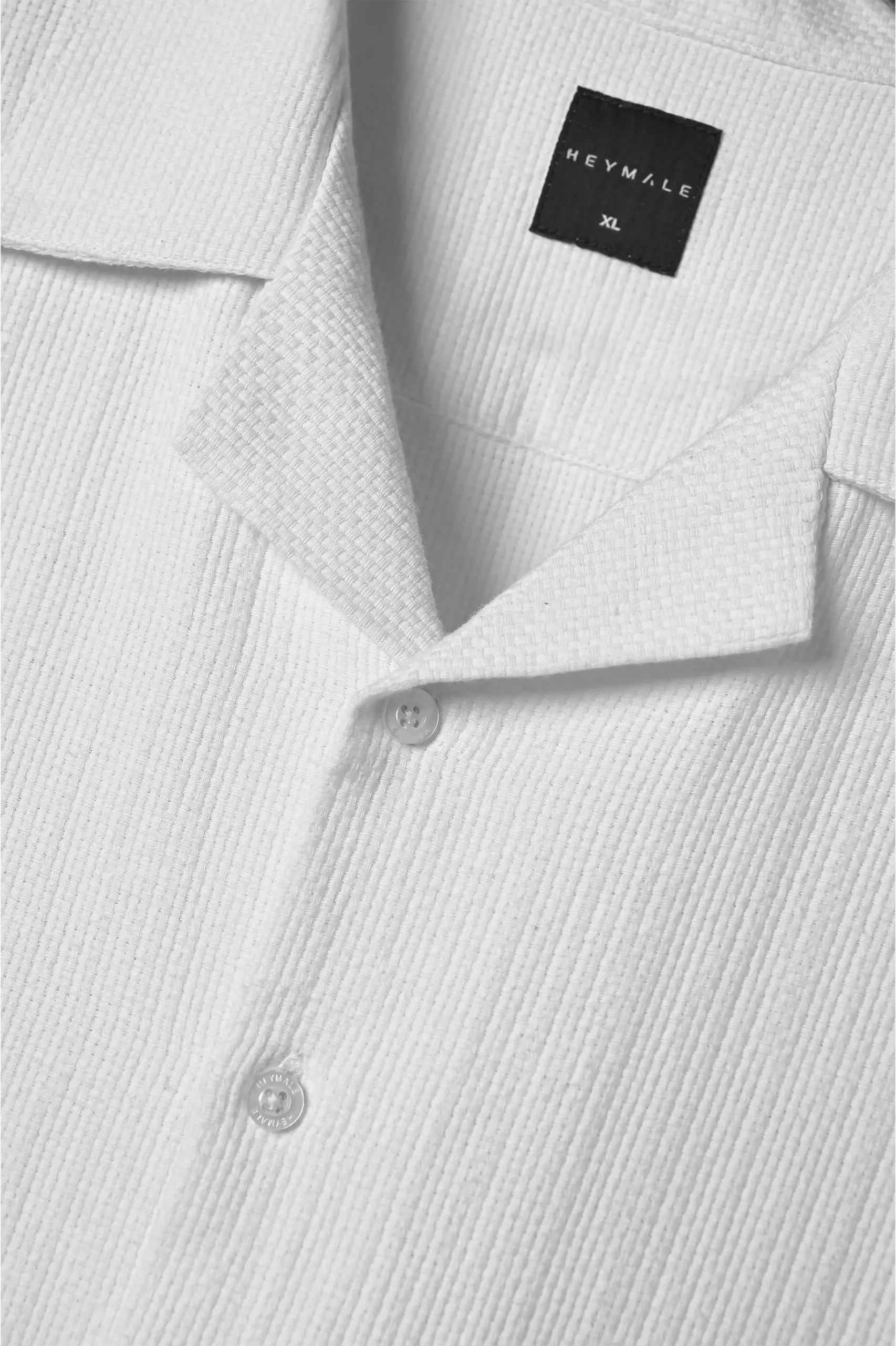 Delvine Textured Cuban Shirt White