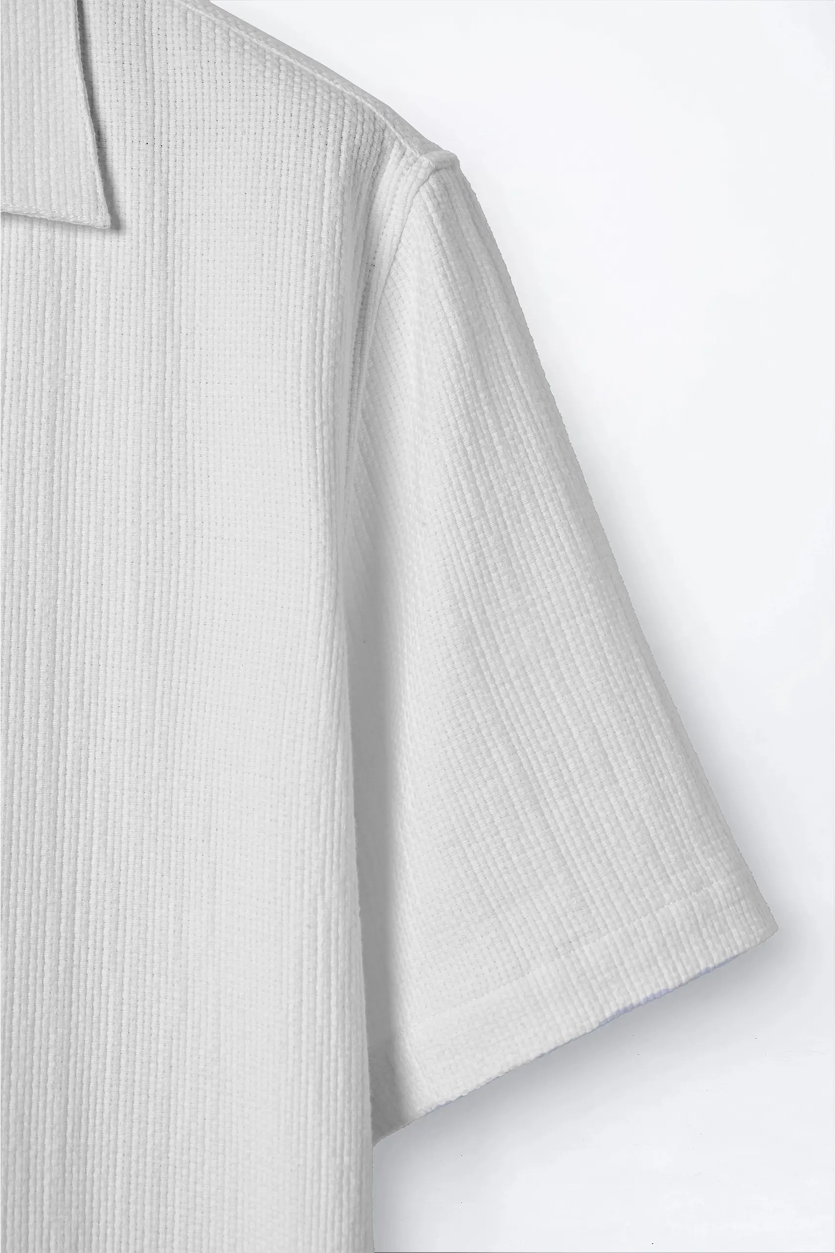 Delvine Textured Cuban Shirt White