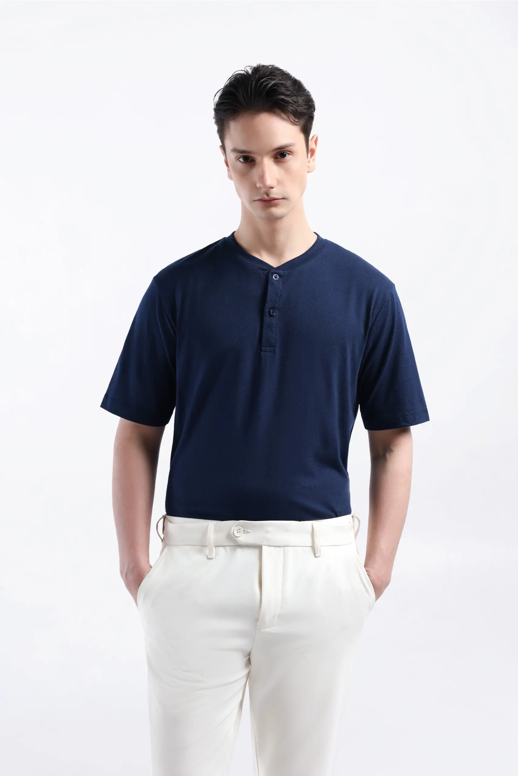 AirFlex Henley Tees Navy