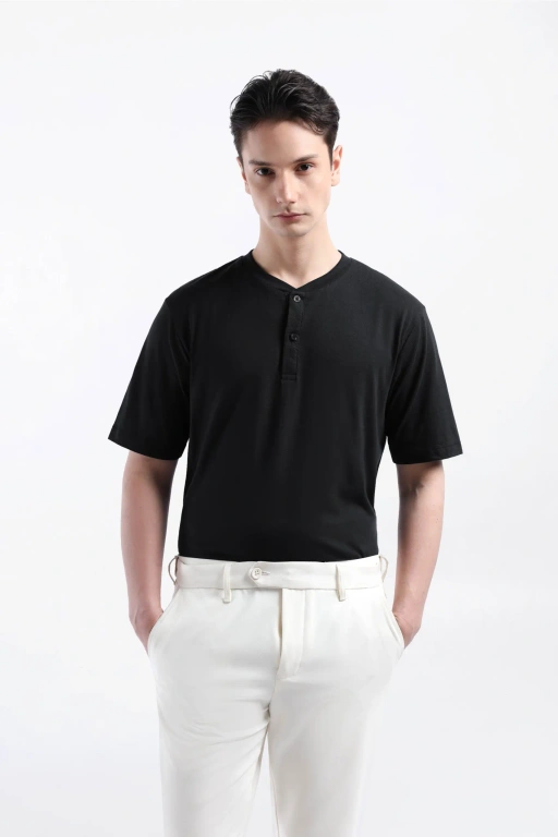 Image of AirFlex Henley Tees Black